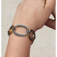 Link Chain Fashion Bracelet in Pave Diamond and 925 Silver