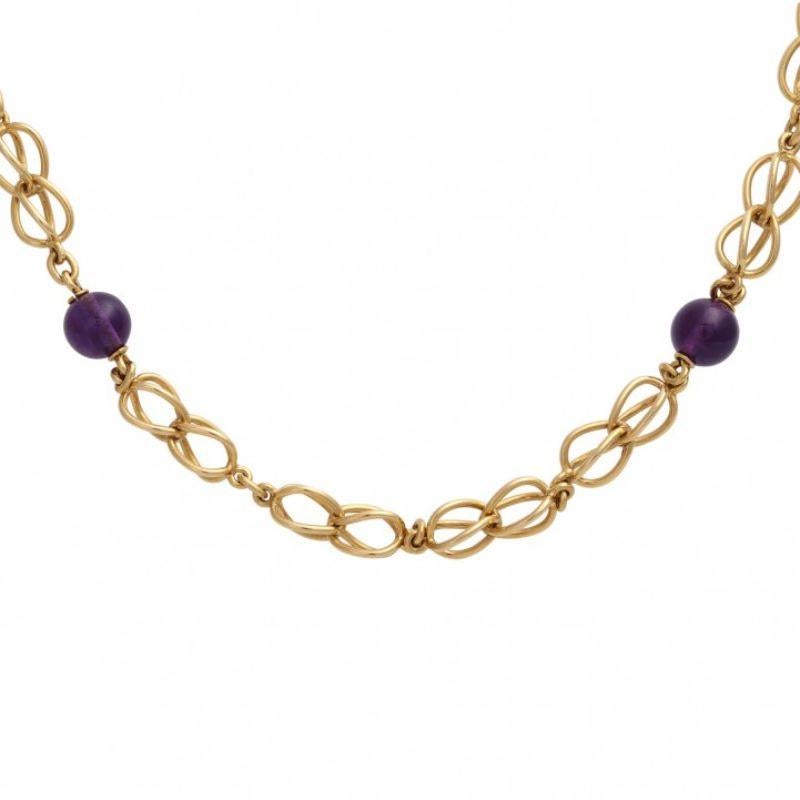 Length approx. 87cm.

Necklace, 18K YG, with 8 amethysts. L: approx. 87 cm.
