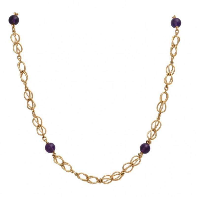 Link Chain, GG 18K, Set with 8 Amethyst Balls For Sale