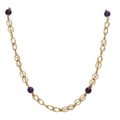 Link Chain, GG 18K, Set with 8 Amethyst Balls