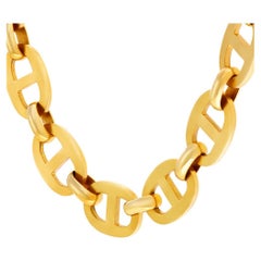 Link Chain Necklace in 18k Gold, Flat, Nautical