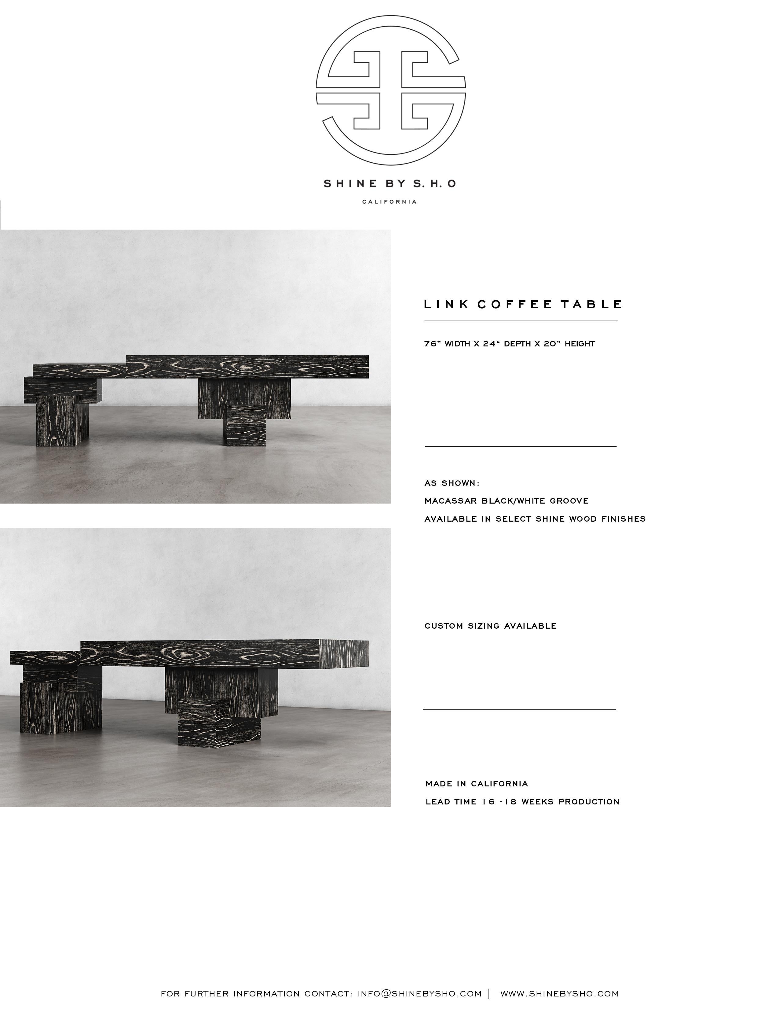 Contemporary LINK COFFEE TABLE - Modern Design with Macassar black/white groove For Sale