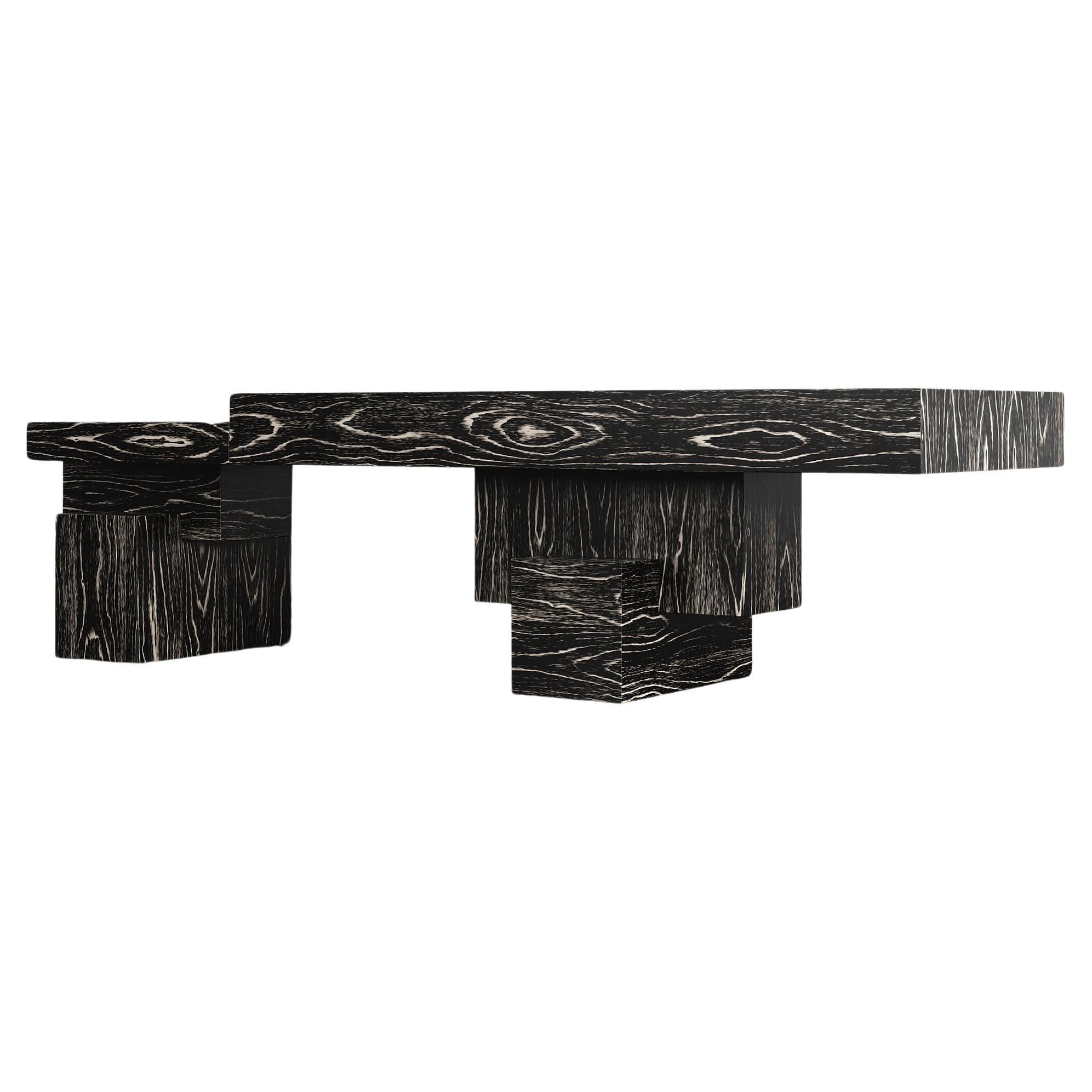 LINK COFFEE TABLE - Modern Design with Macassar black/white groove For Sale