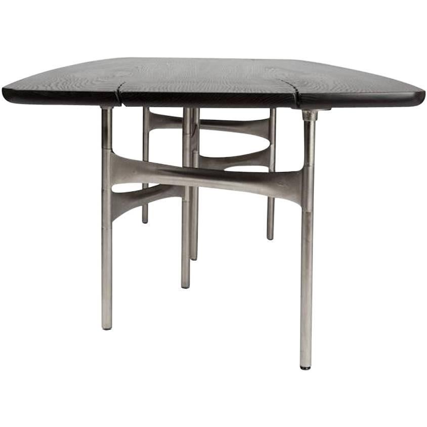 Link Dining Table Wood and Steel by AKMD Collection For Sale