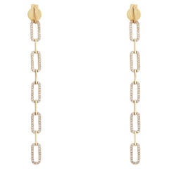 Link Drop 14K (or 18k upon request) Yellow Gold Diamond Chain Earrings