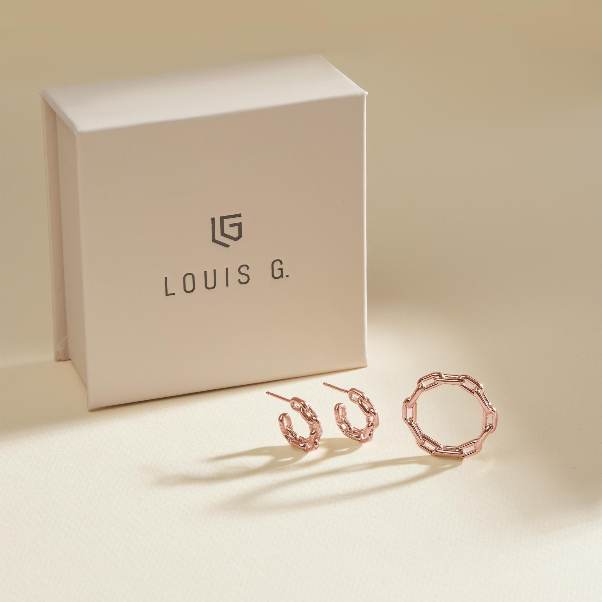 Women's or Men's Link Earrings in Rose Gold For Sale