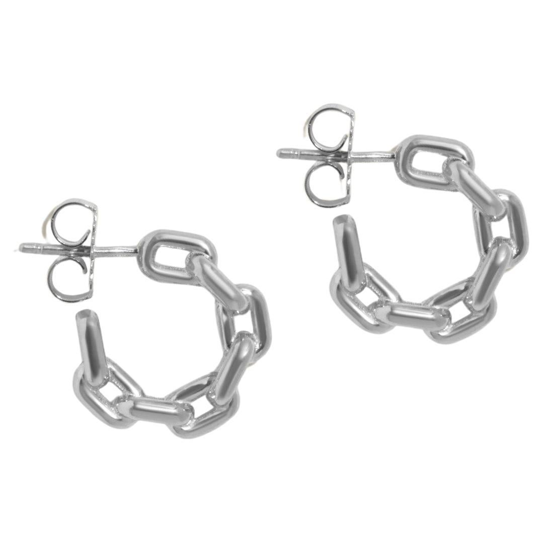Link Earrings in White Gold For Sale
