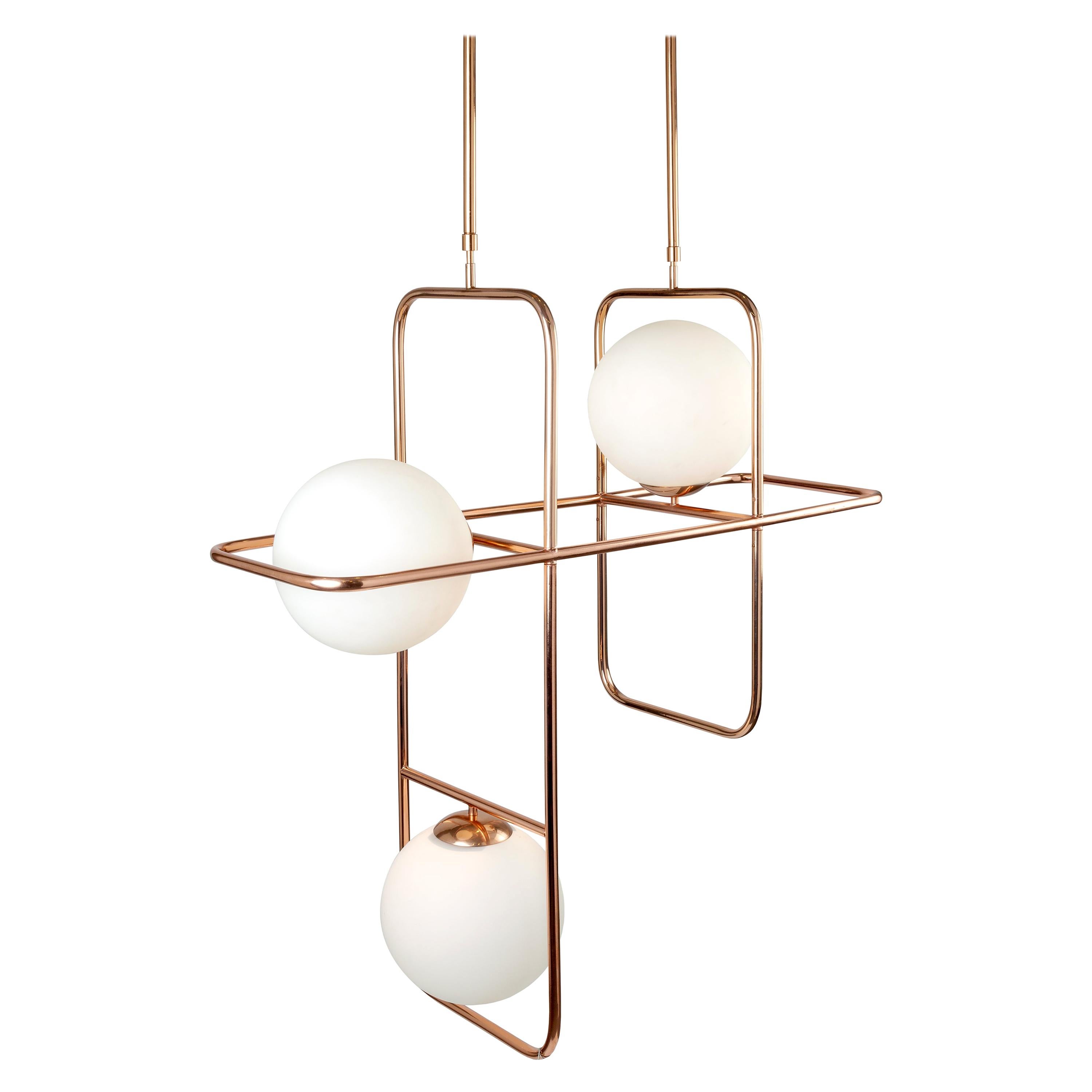 Contemporary Mid-Century Modern Link I Copper Pendant Lamp  For Sale