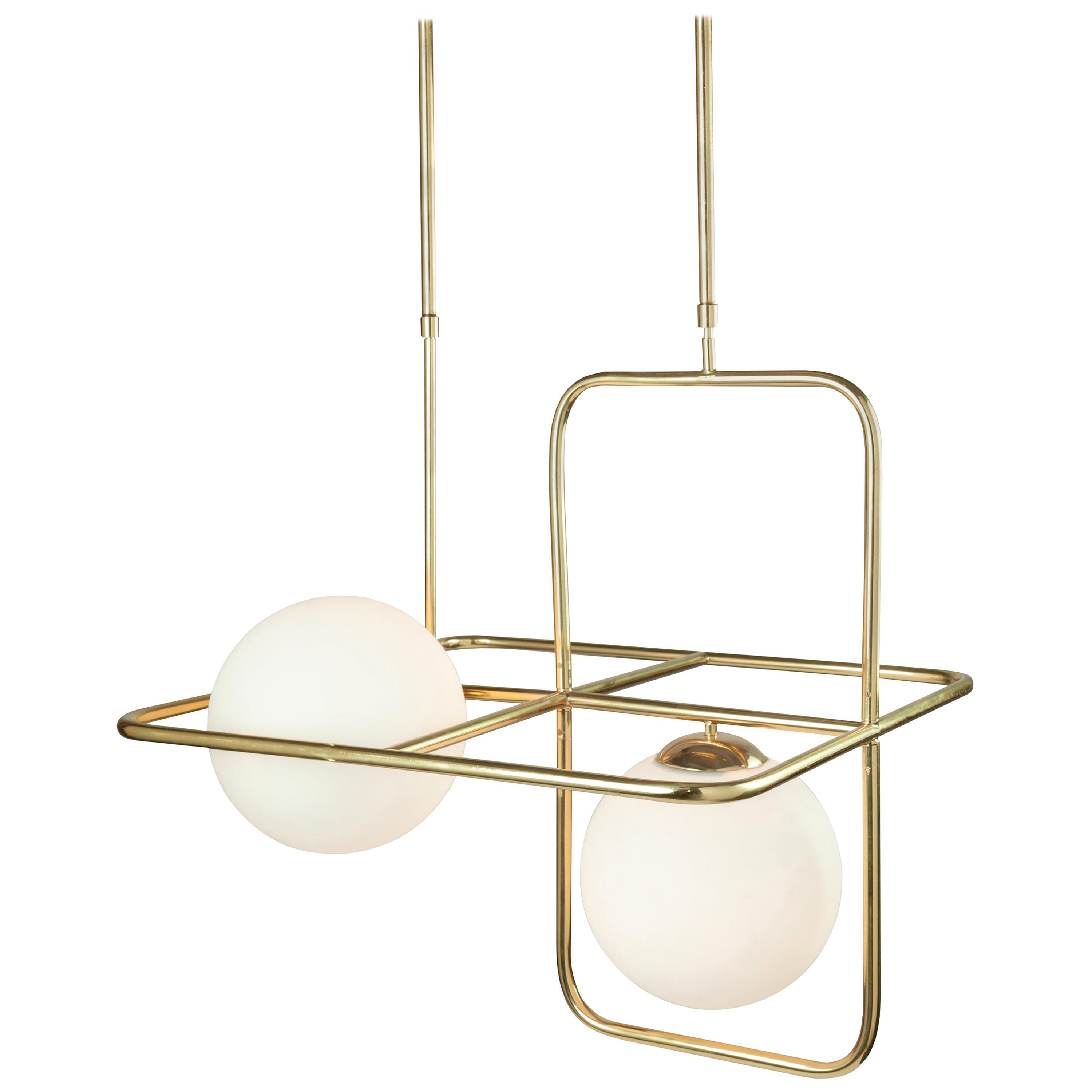 Contemporary Mid-Century Modern Link III Pendant Lamp Polished Brass For Sale