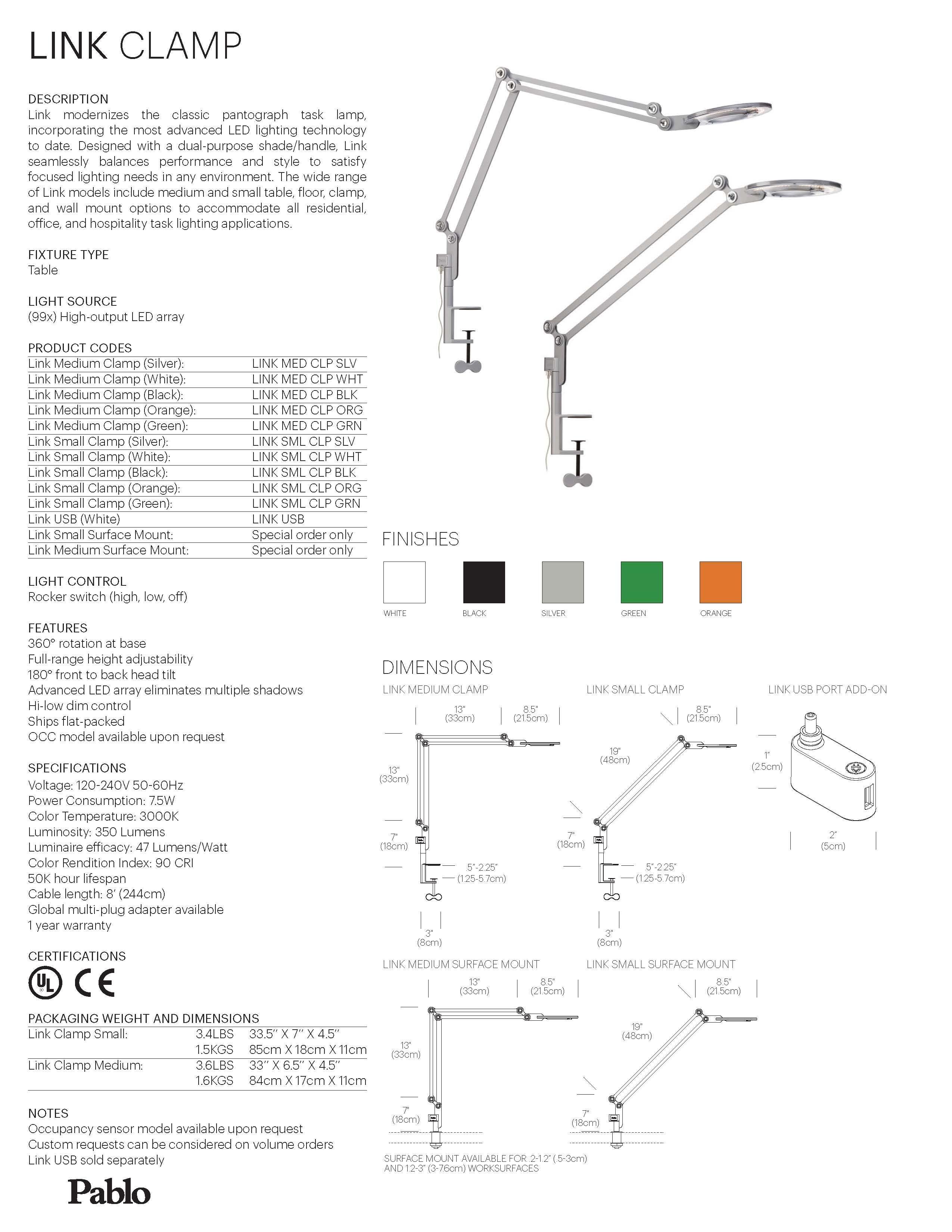 Mittelgroße Glieder-Tischlampe in Orange von Pablo Designs (21. Jahrhundert und zeitgenössisch)