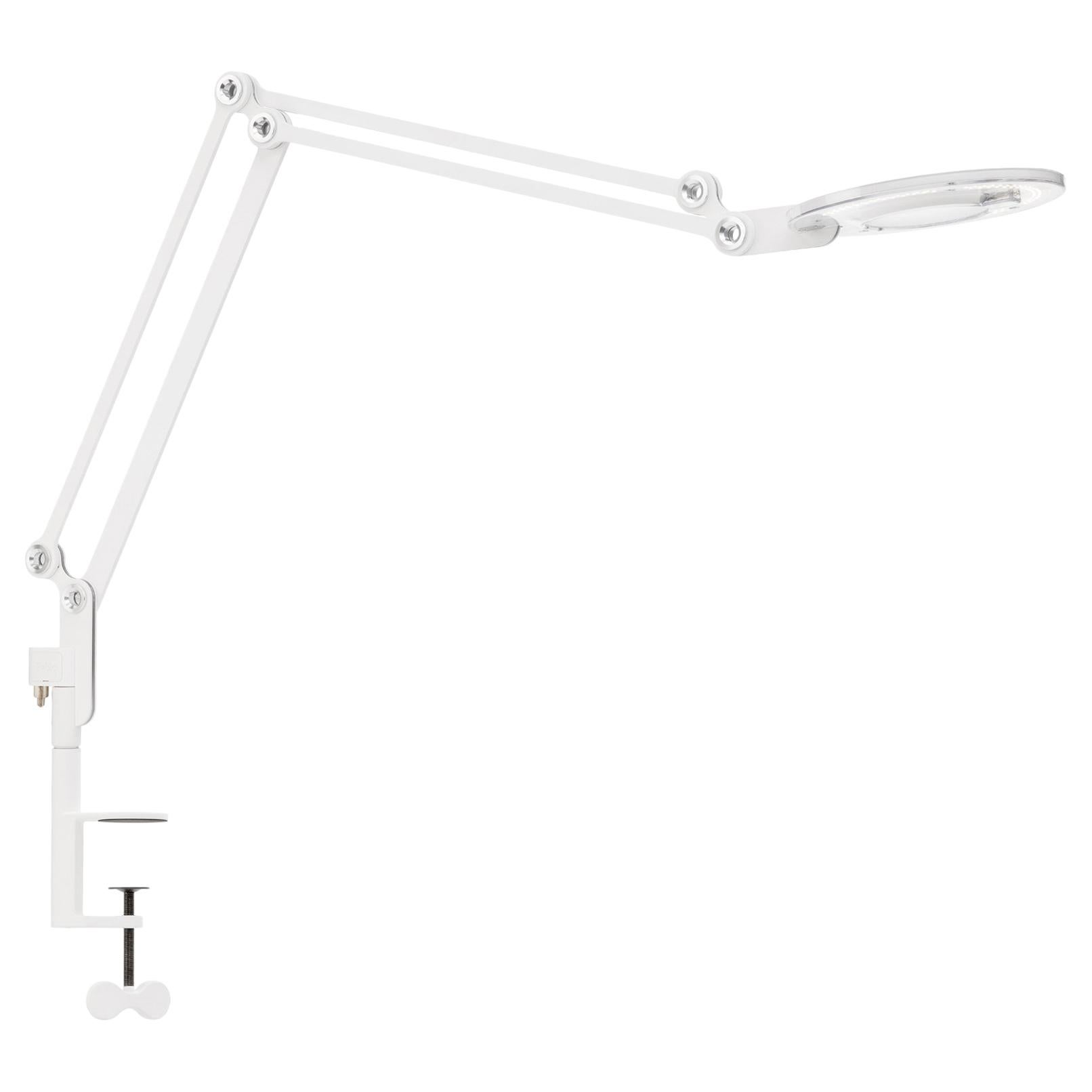 Link Medium Clamp Table Lamp in White by Pablo Designs For Sale