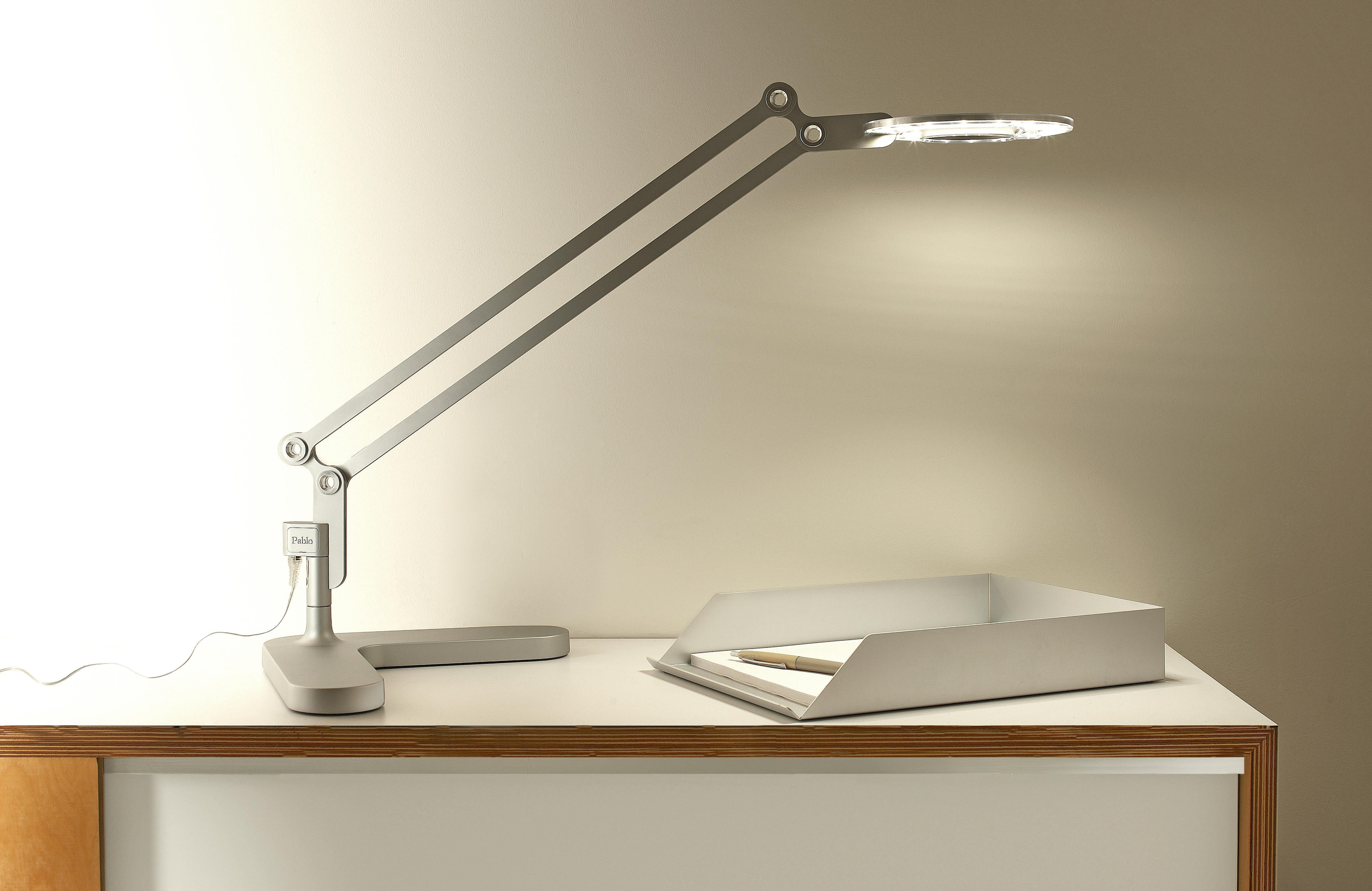 Modern Link Medium Table Lamp in Silver by Pablo Designs For Sale