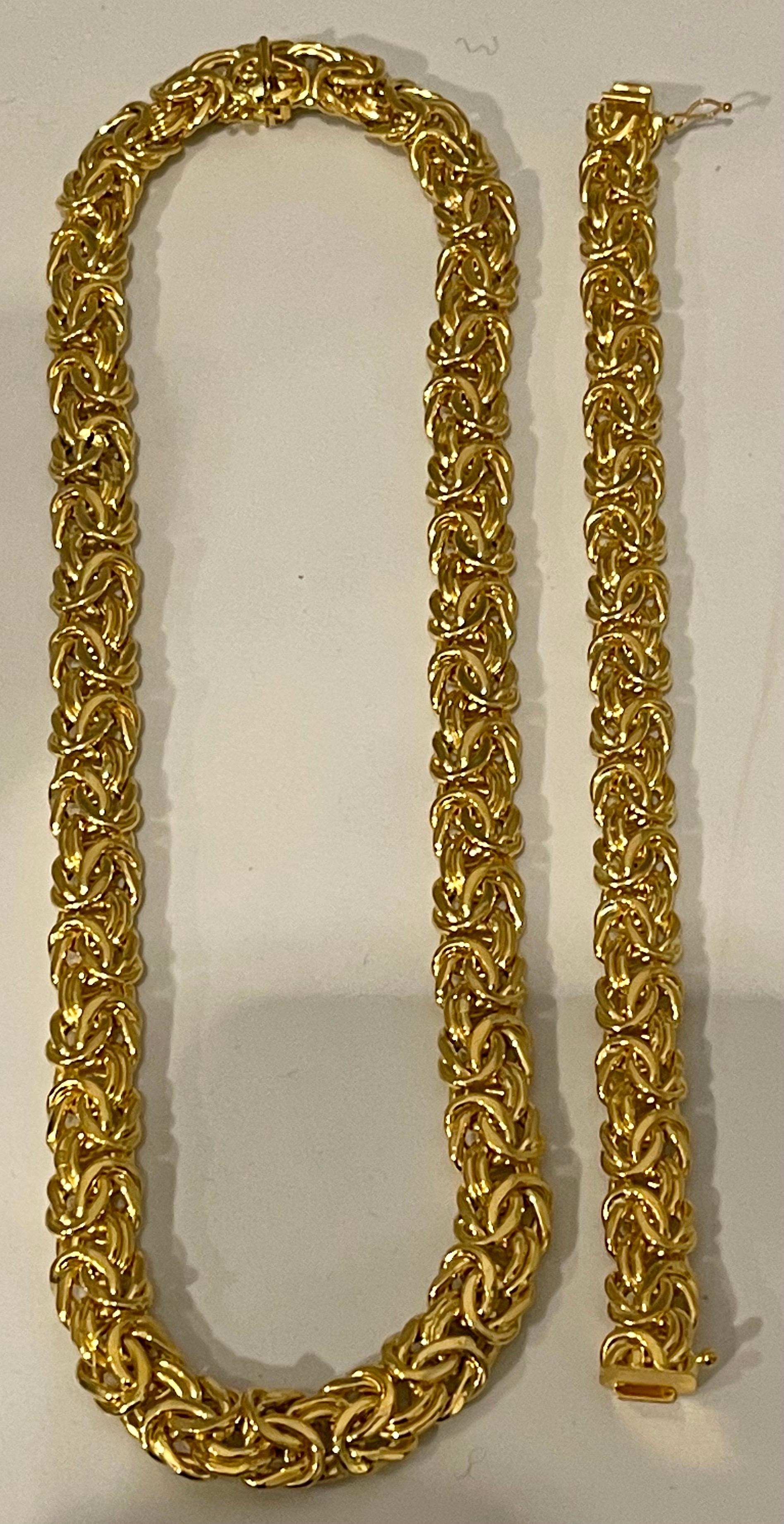 Link Necklace & Bracelet Suite 18 Karat Yellow Gold 97 Gm Made in Italy For Sale 8