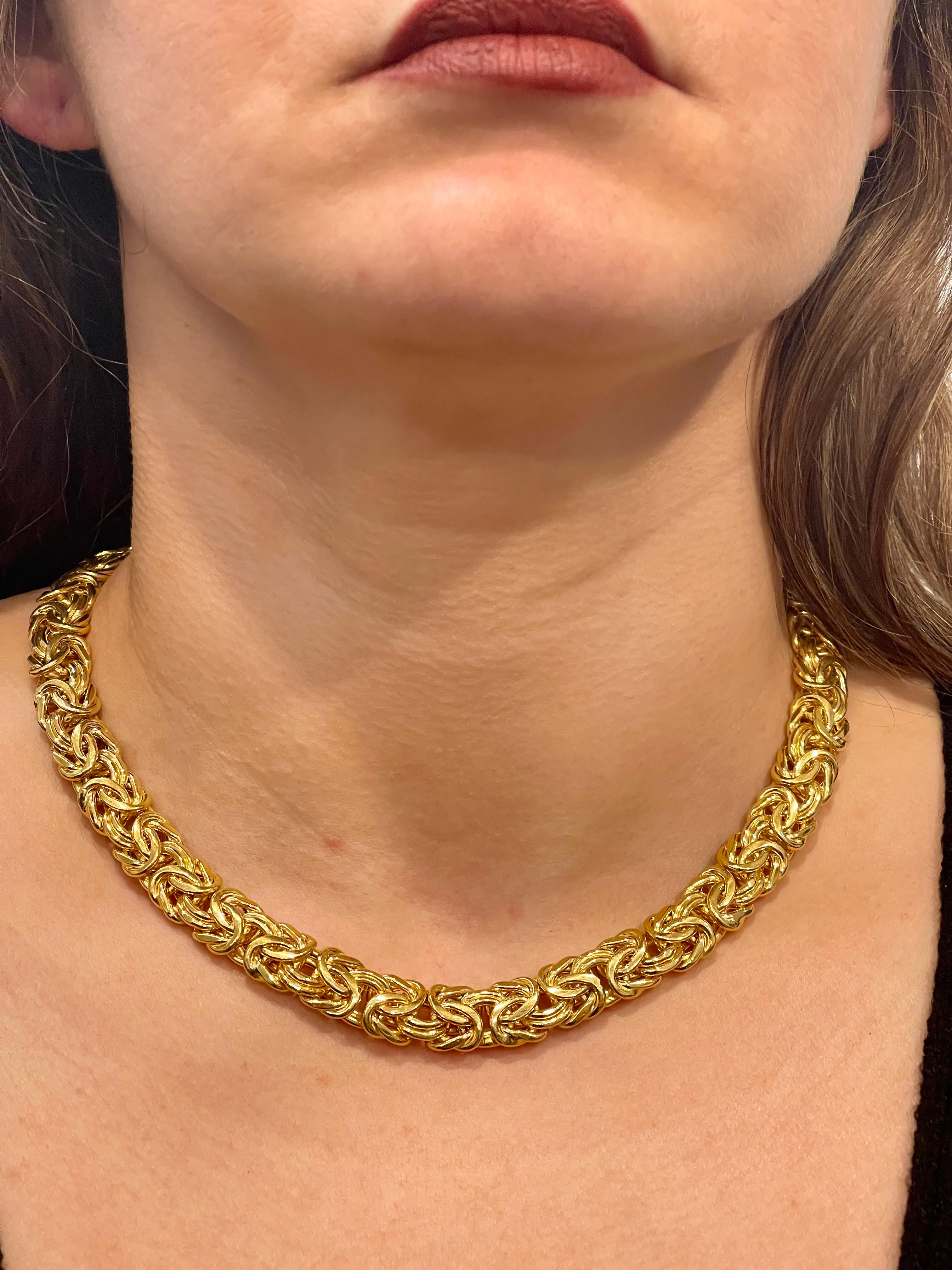 Link Necklace & Bracelet Suite 18 Karat Yellow Gold 97 Gm Made in Italy For Sale 4