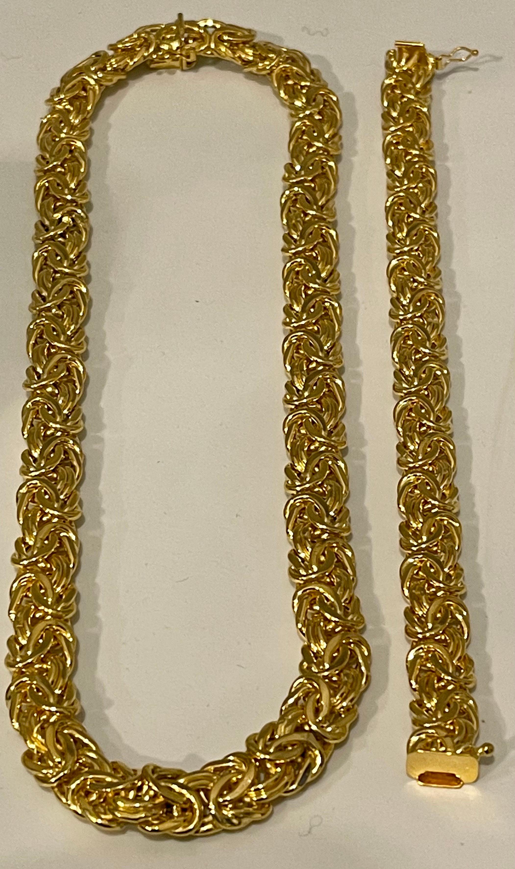 Link Necklace & Bracelet Suite 18 Karat Yellow Gold 97 Gm Made in Italy For Sale 5