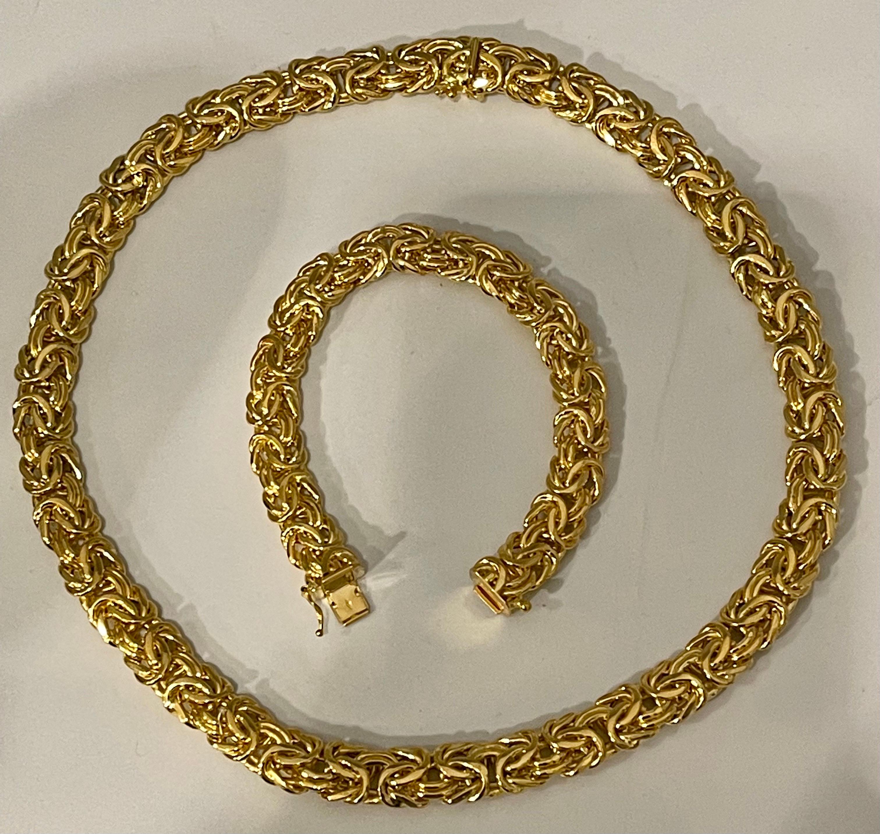 Gliederhalskette & Armband Suite aus 18 Karat Gelbgold 97 Gm Hergestellt in Italien im Angebot 9