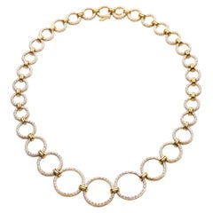 Cocktail-Gliederhalskette aus Gold und Diamanten