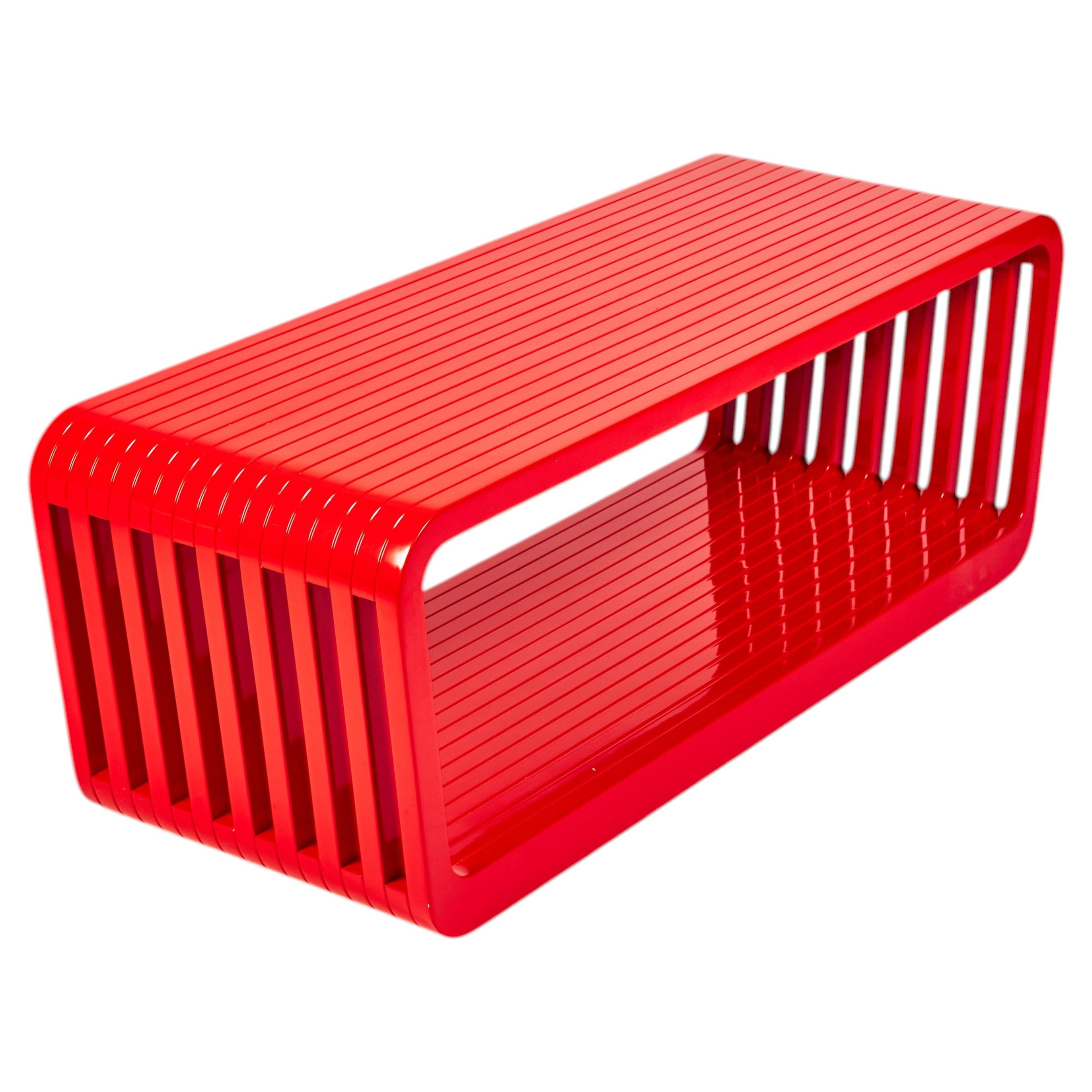 LINK "Open" Lacquer Bench or Coffee Table, a Monolithic Geometry by Reda Amalou For Sale