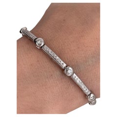 Link or Tennis Bracelet, 7.5 Inch, 12.1 Gram, Diamond and 14kt White Gold