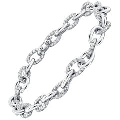 Link Platinum Bracelet with Diamonds Weighing 12.55 Carat