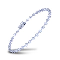 Link Setting Diamond Tennis Bracelet 18K White Gold Diamond for Her