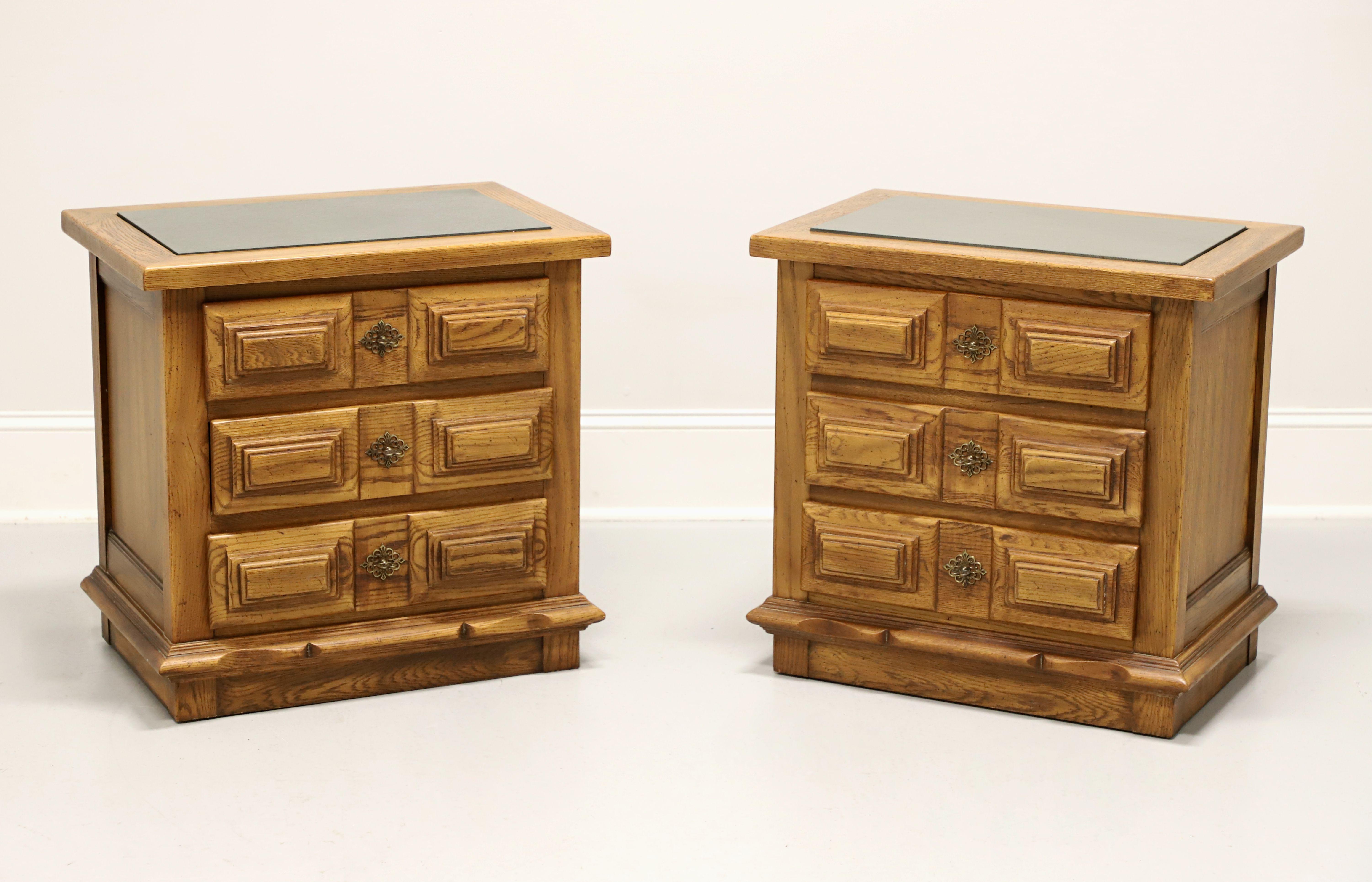 LINK-TAYLOR Espanol Oak with Slate Tops Spanish Colonial Nightstands - Pair 7