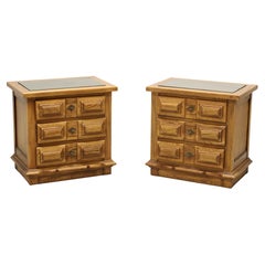 LINK-TAYLOR Espanol Oak with Slate Tops Spanish Colonial Nightstands - Pair