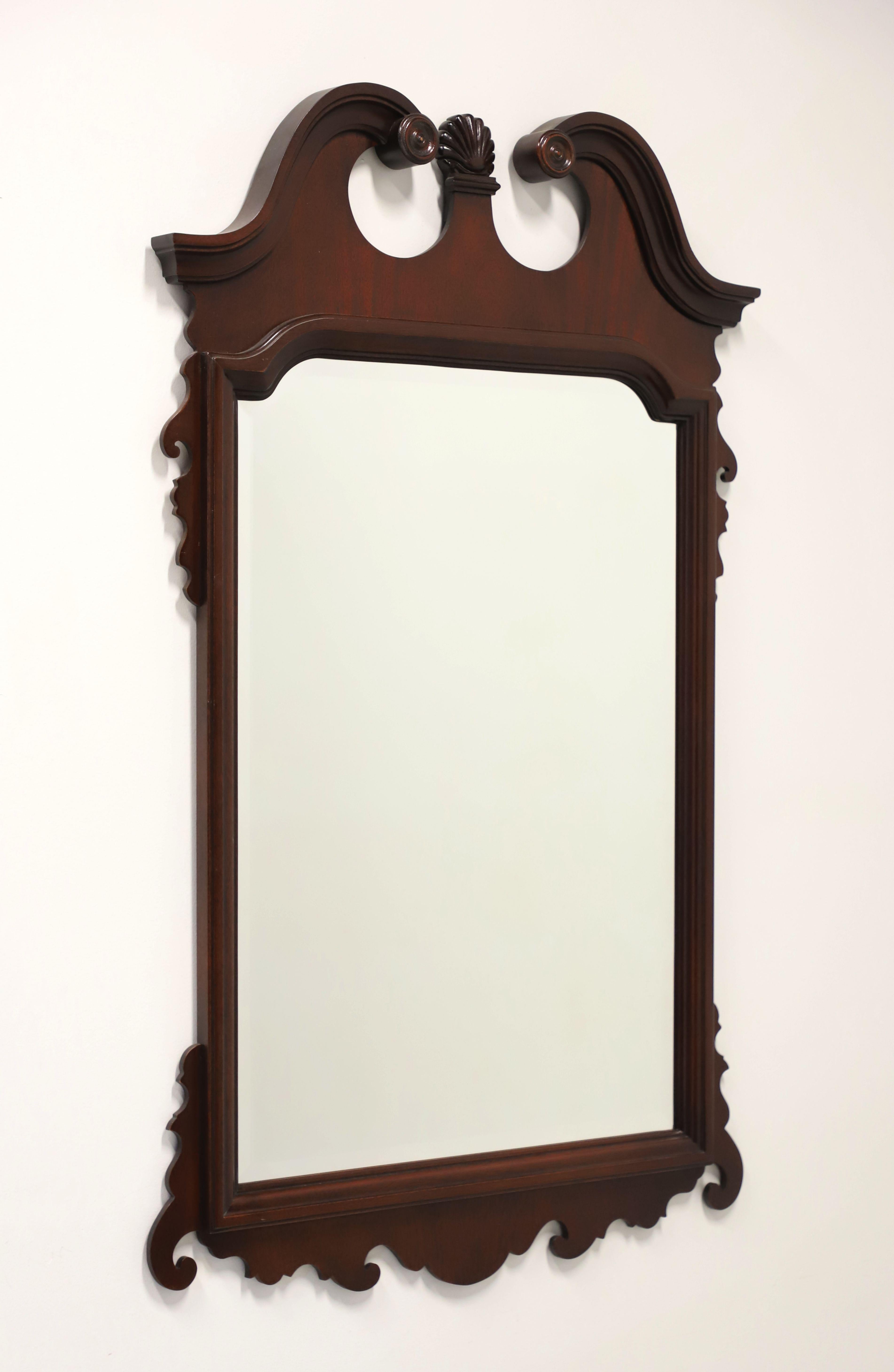 LINK-TAYLOR Heirloom Broken Arch Solid Mahogany Chippendale Beveled Wall Mirror For Sale 5