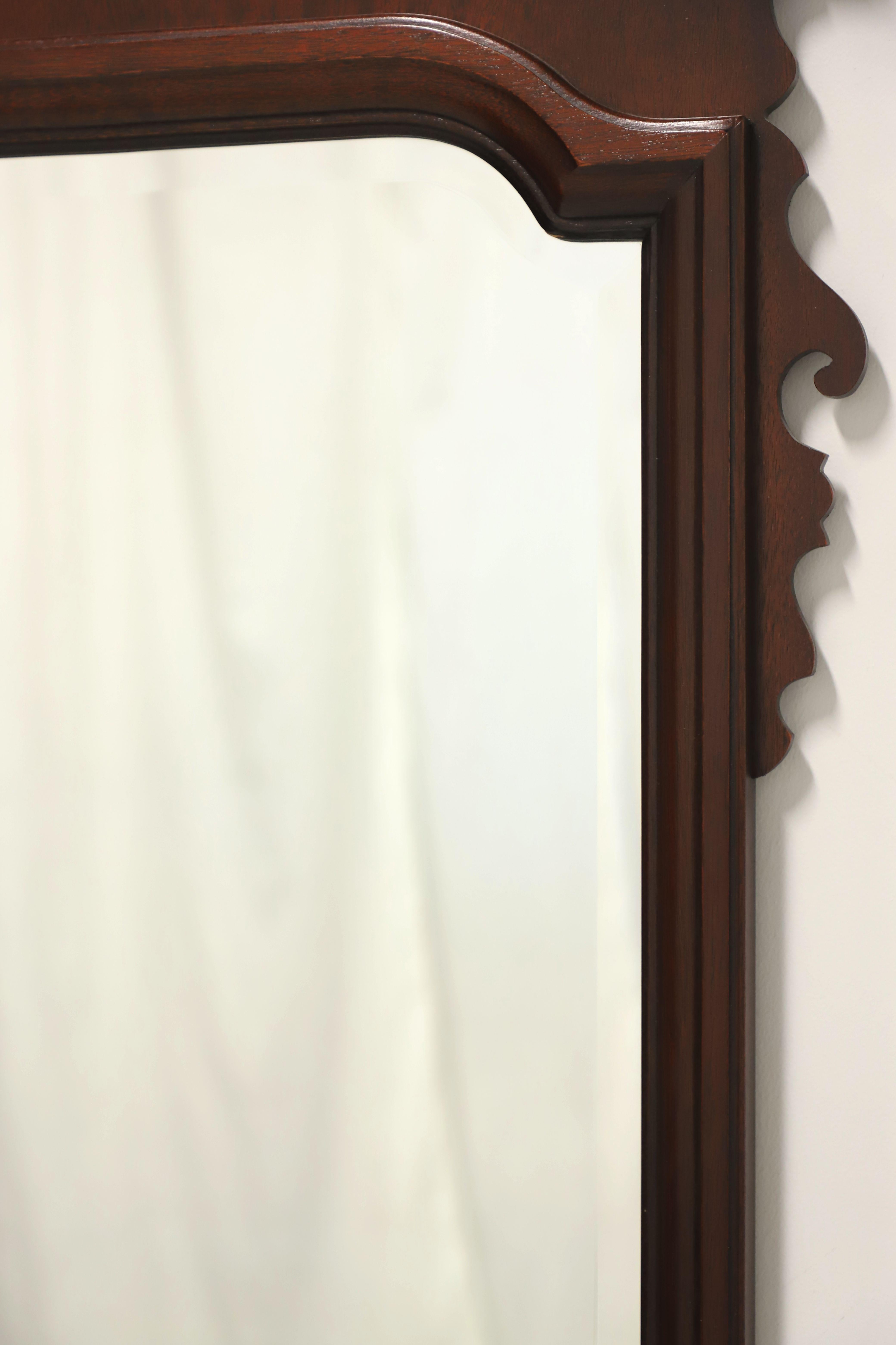 20th Century LINK-TAYLOR Heirloom Broken Arch Solid Mahogany Chippendale Beveled Wall Mirror For Sale