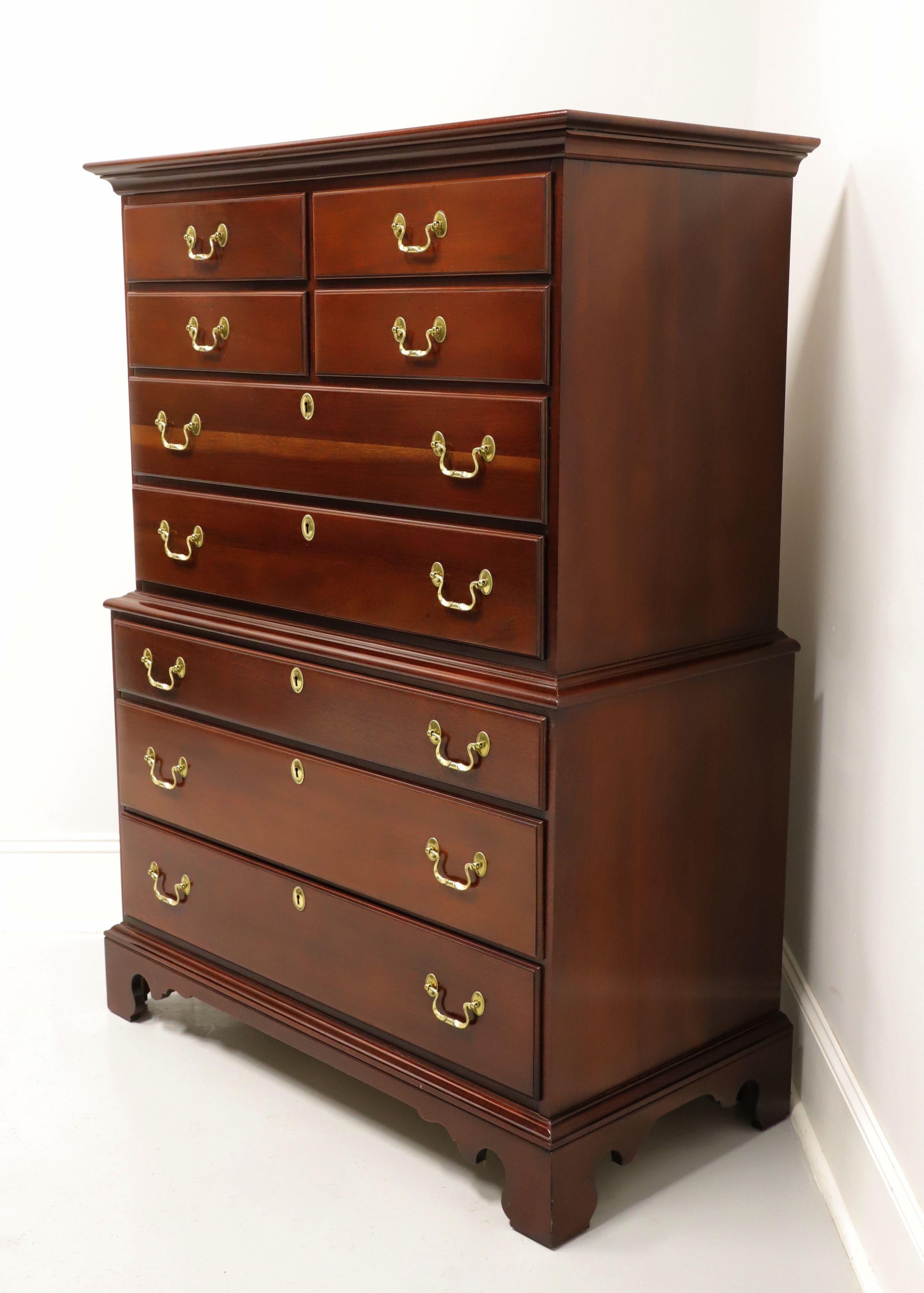 American LINK-TAYLOR Solid Heirloom Mahogany Chippendale Chest on Chest
