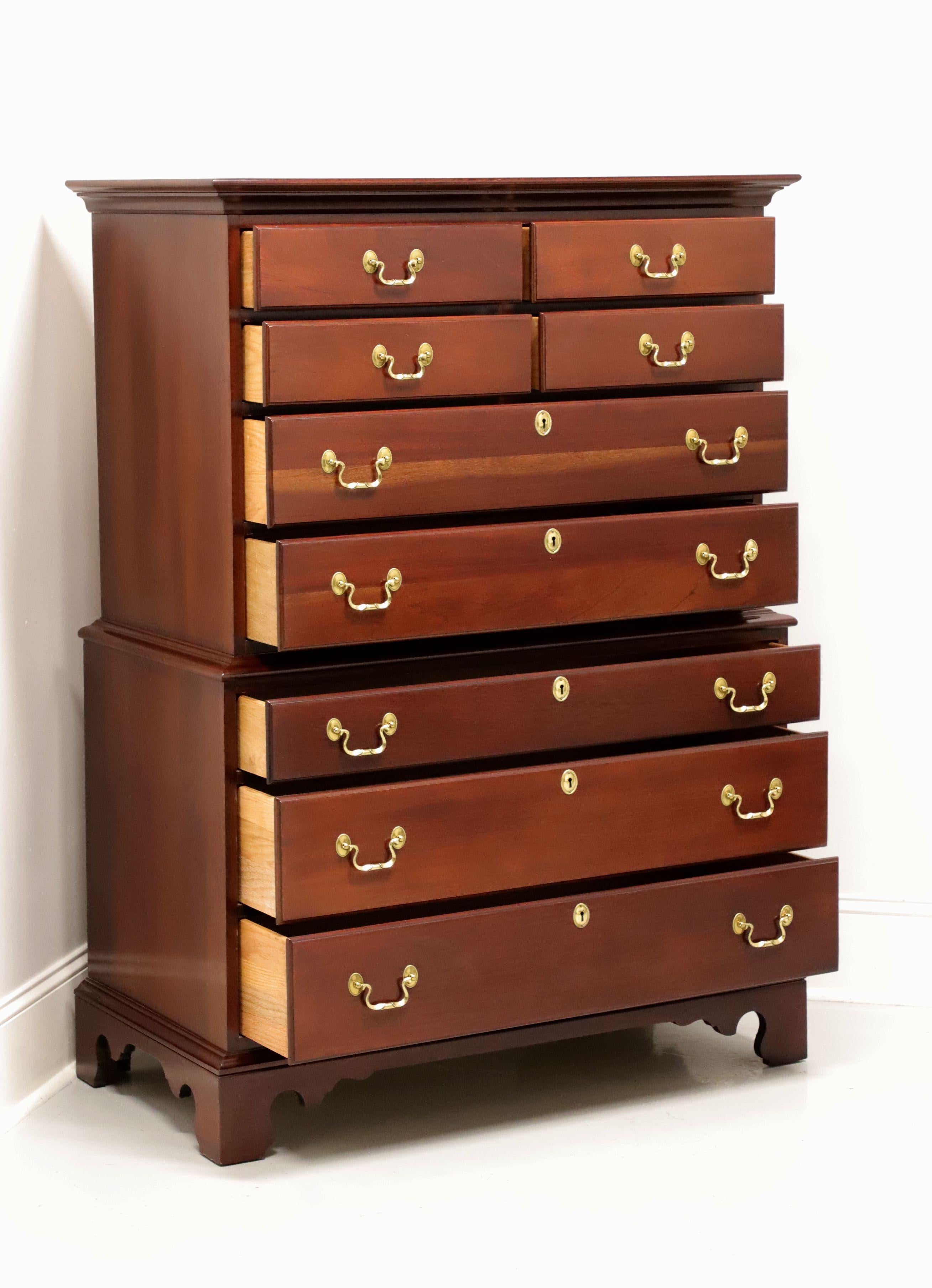 20th Century LINK-TAYLOR Solid Heirloom Mahogany Chippendale Chest on Chest