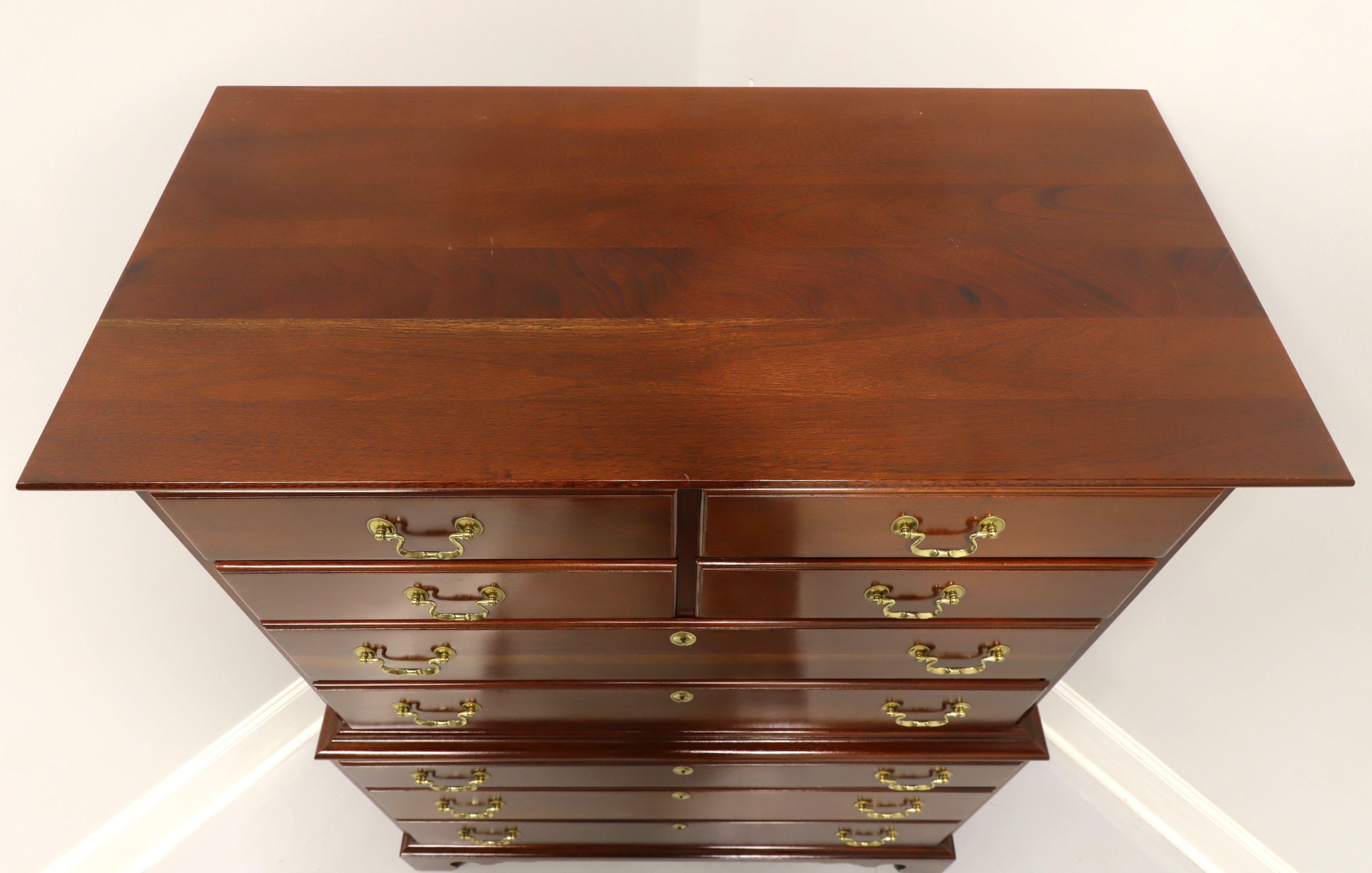Brass LINK-TAYLOR Solid Heirloom Mahogany Chippendale Chest on Chest