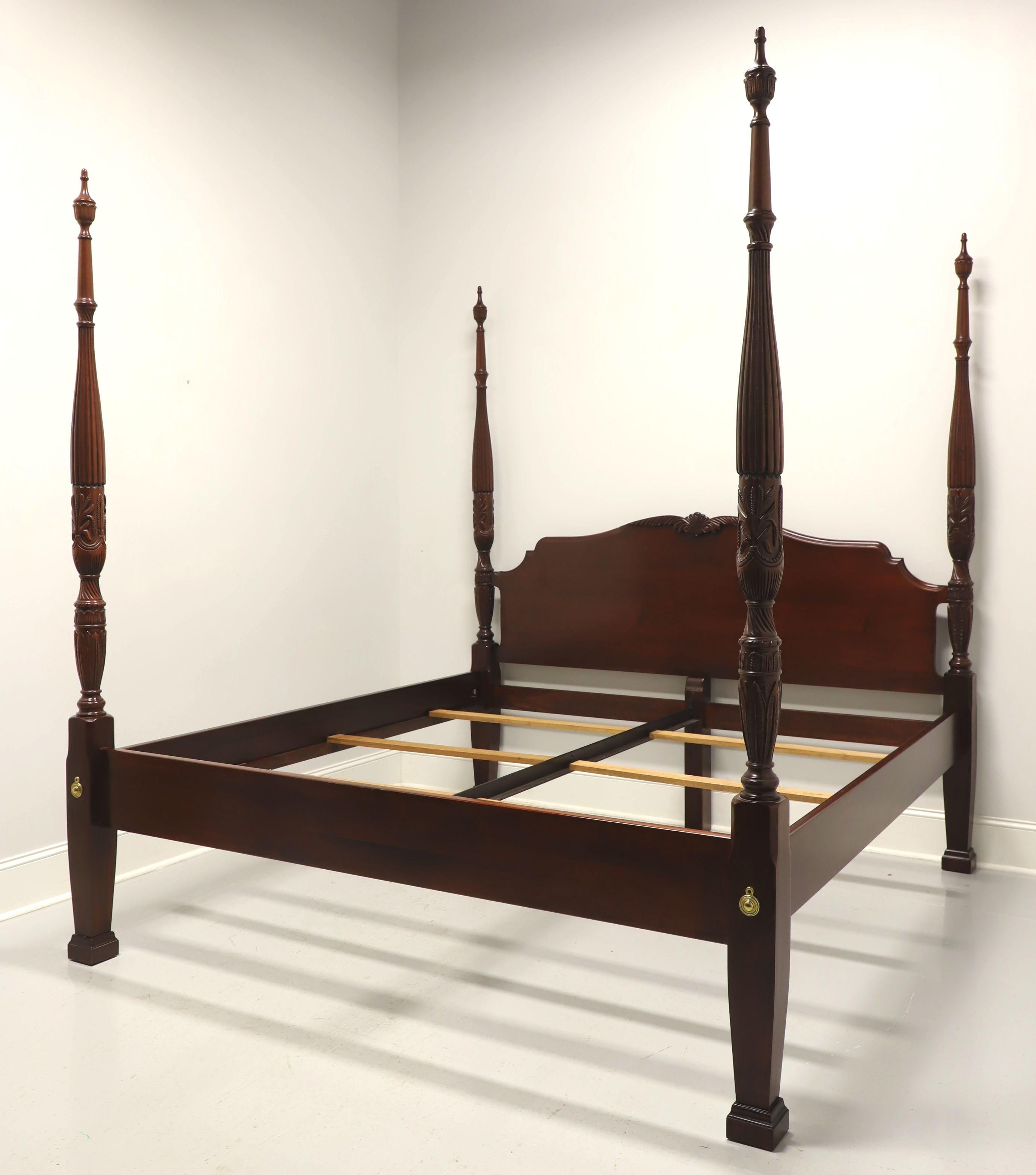 LINK-TAYLOR Solid Heirloom Mahogany Chippendale King Size Rice Four Poster Bed 4