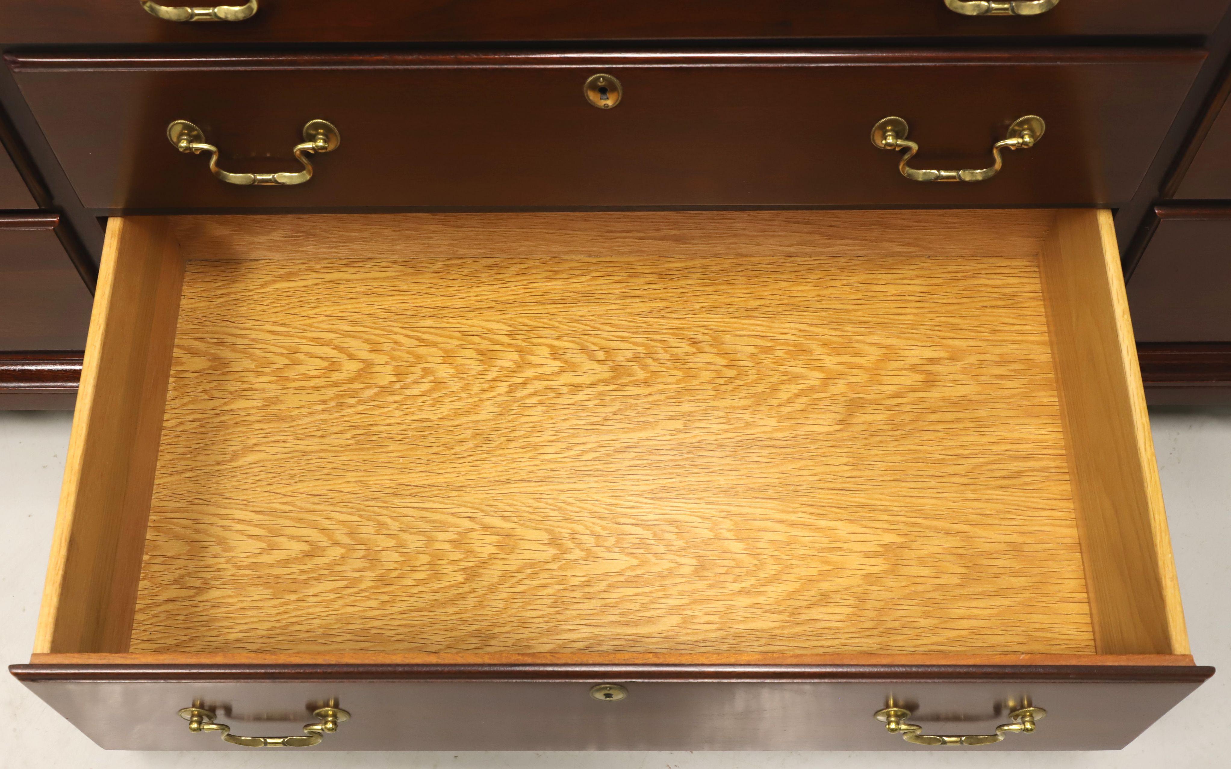 Brass LINK-TAYLOR Heirloom Beaufort Solid Mahogany Chippendale Triple Dresser - A For Sale