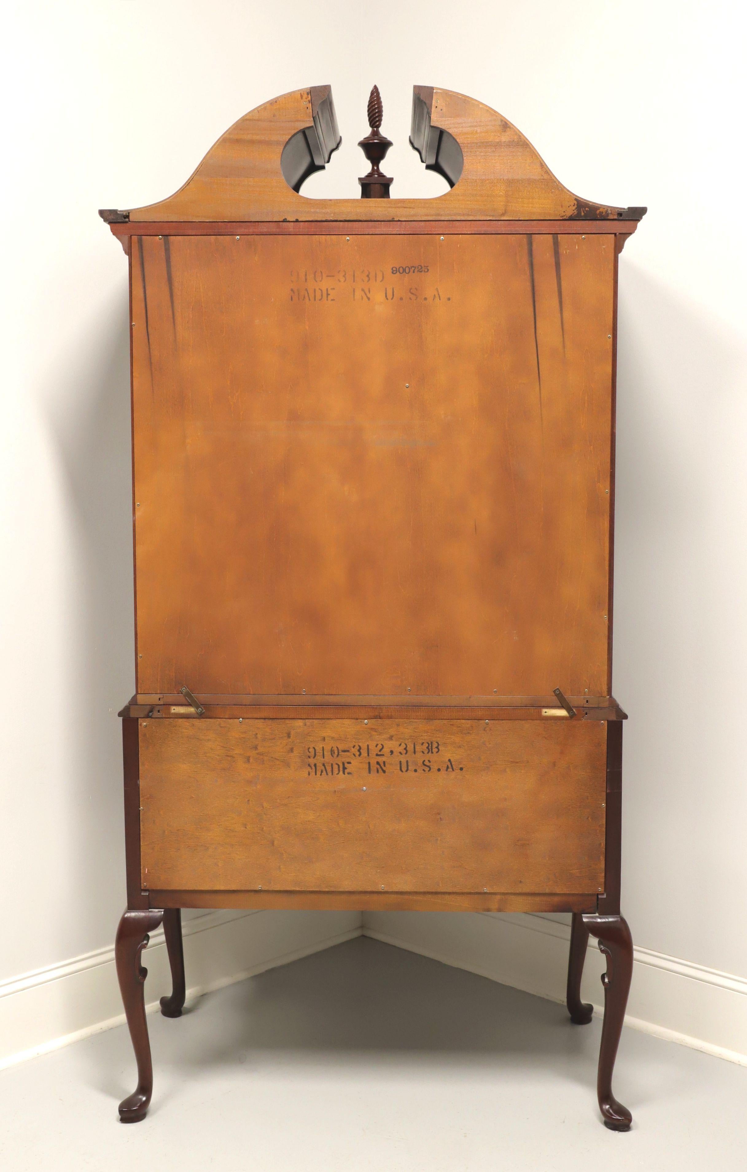 LINK-TAYLOR Solid Heirloom Mahogany Queen Anne Style Highboy Chest In Good Condition In Charlotte, NC
