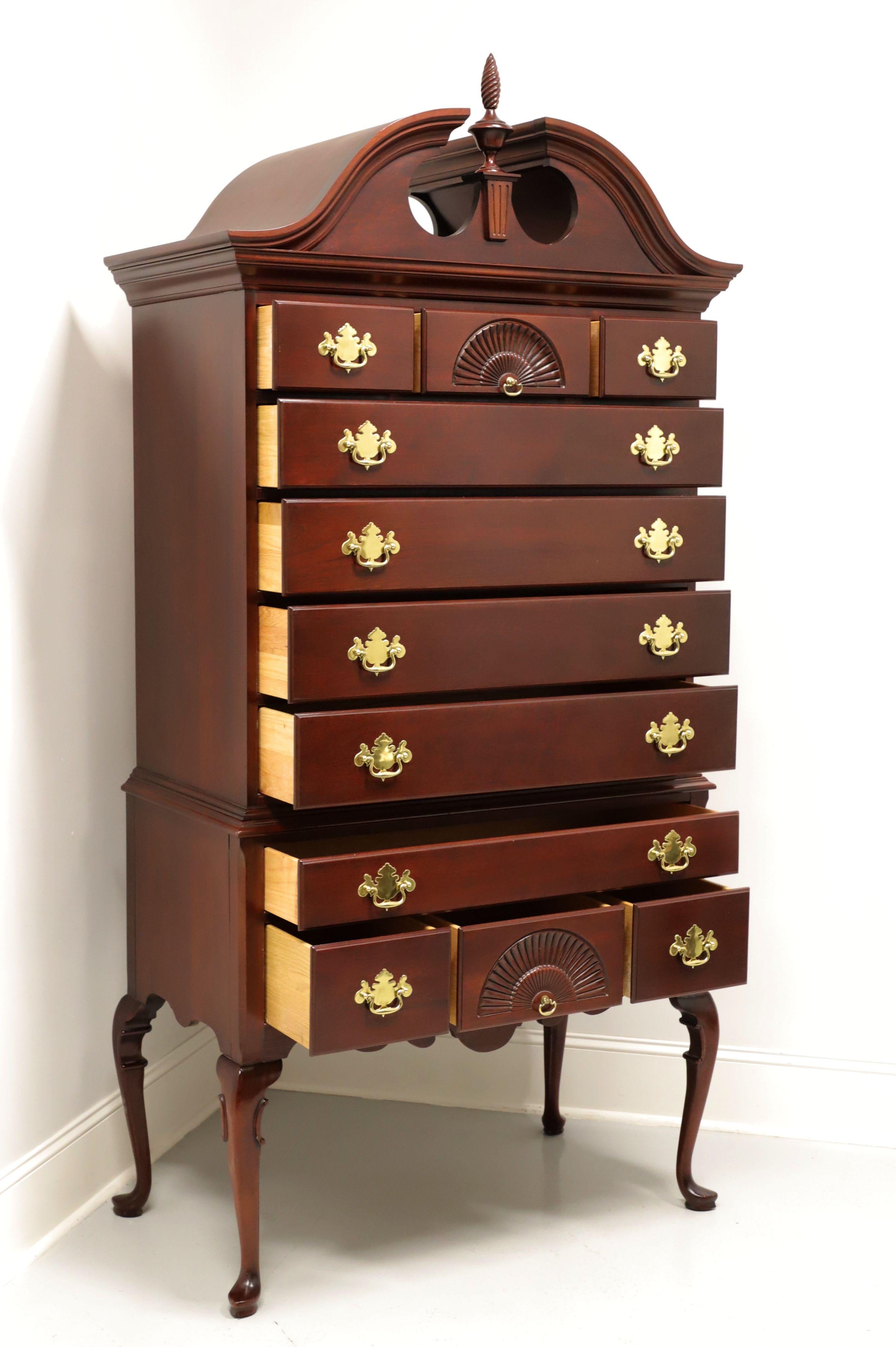 20th Century LINK-TAYLOR Solid Heirloom Mahogany Queen Anne Style Highboy Chest