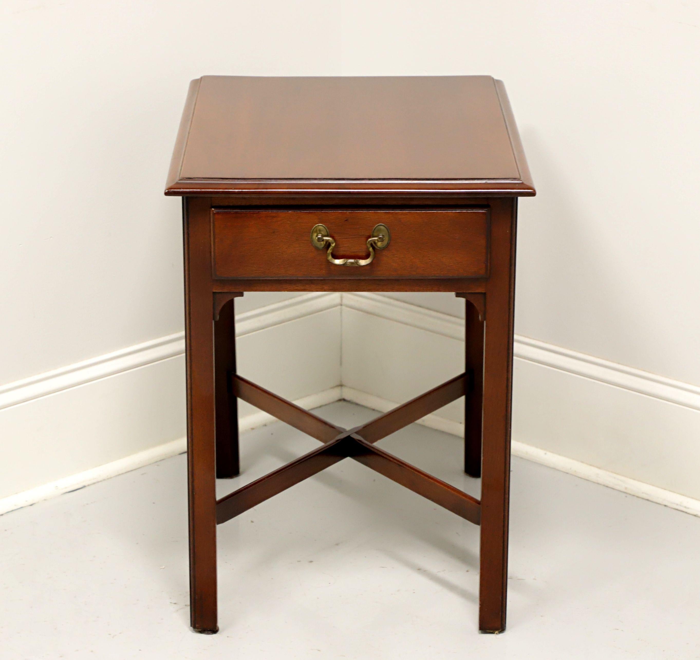 A Chippendale style side table by Link-Taylor, from their Heirloom Gallery. Solid mahogany with brass hardware, straight legs and 