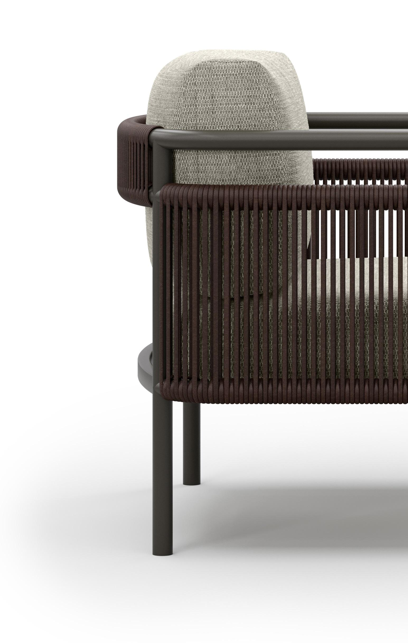 Postmoderne Fauteuil d'extérieur en osier et aluminium avec coussins A Link par SNOC en vente