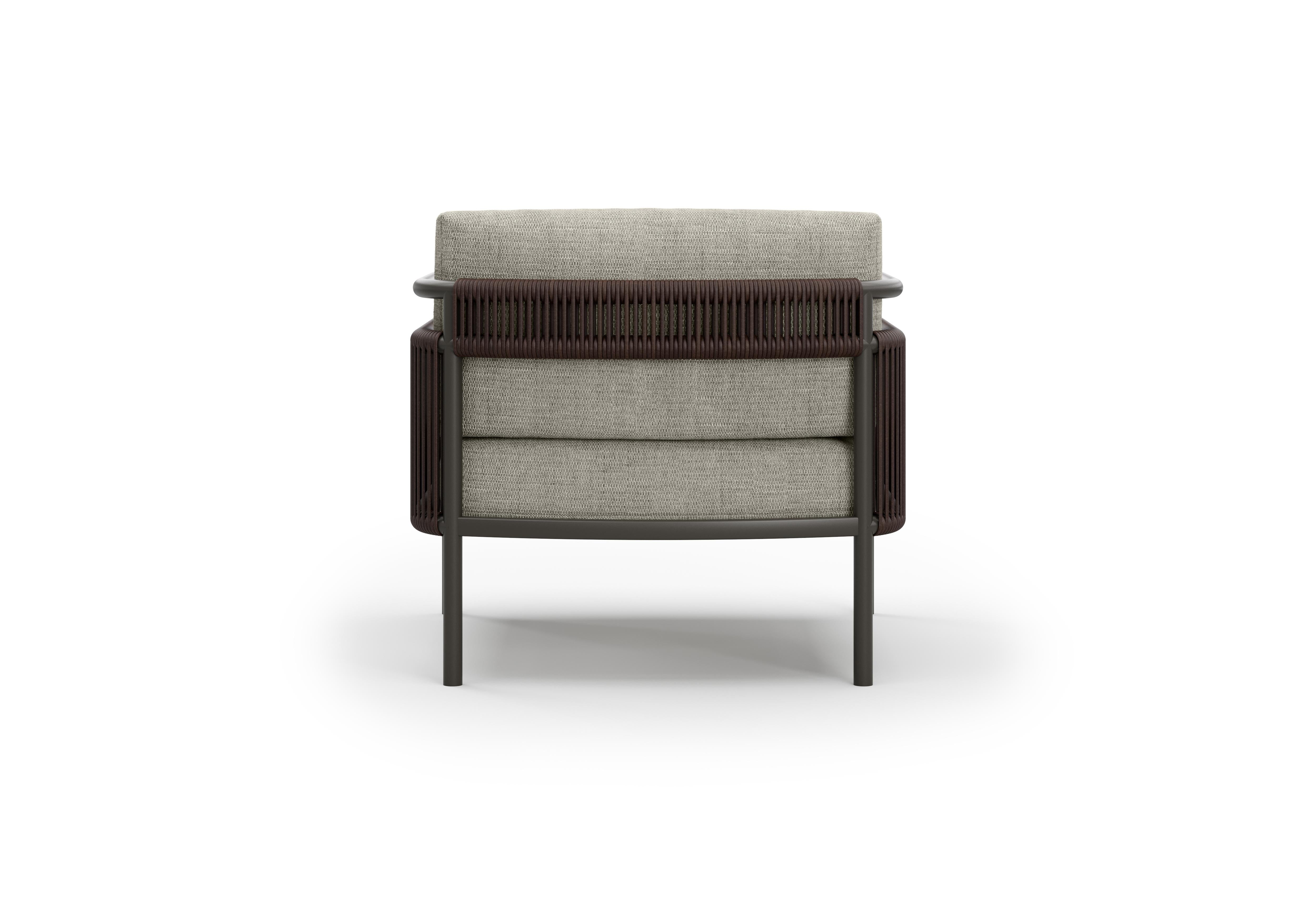 XXIe siècle et contemporain Fauteuil d'extérieur en osier et aluminium avec coussins A Link par SNOC en vente
