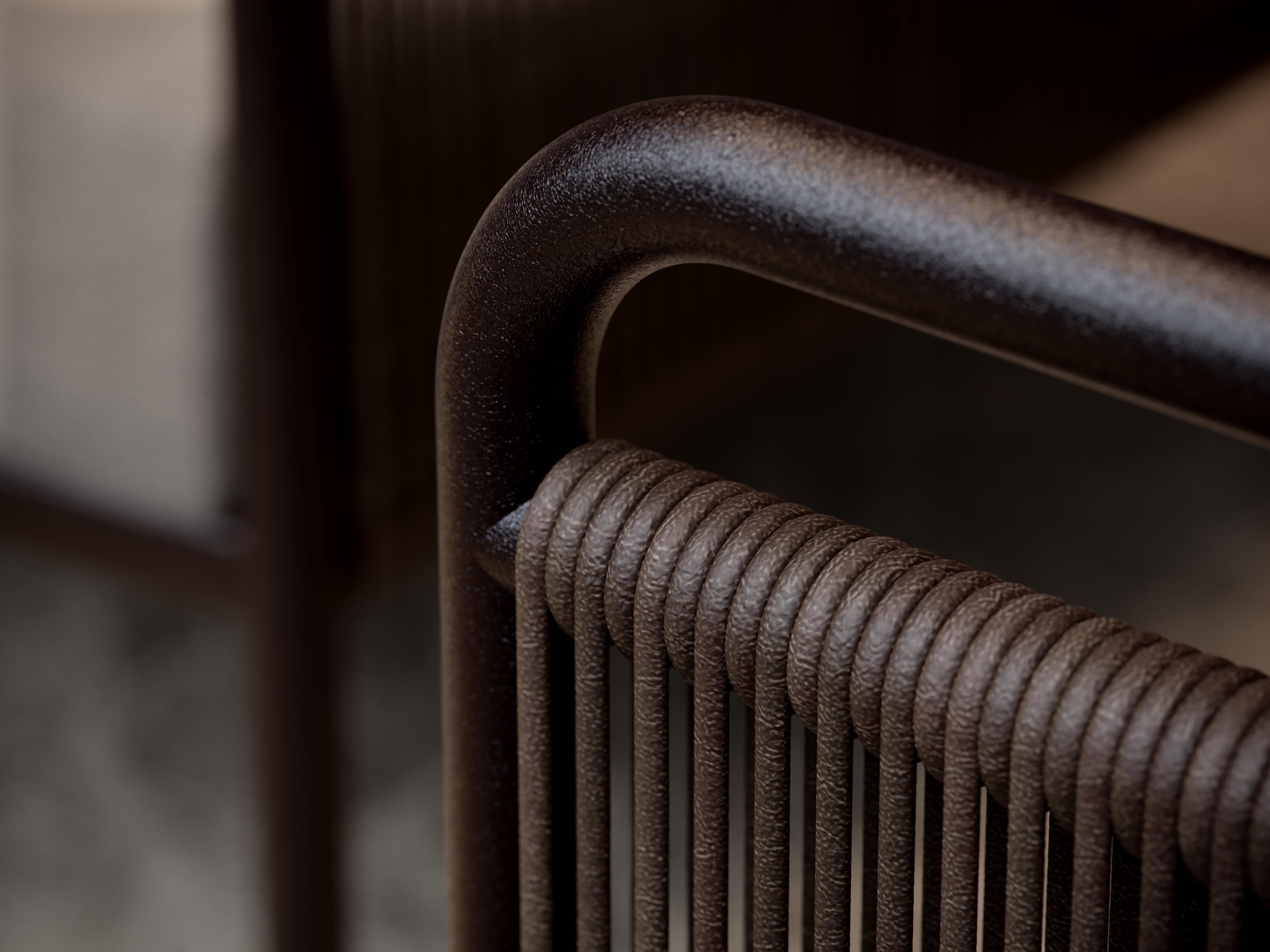 XXIe siècle et contemporain Chaise de salle à manger en osier, tissu et aluminium peint par SNOC en vente
