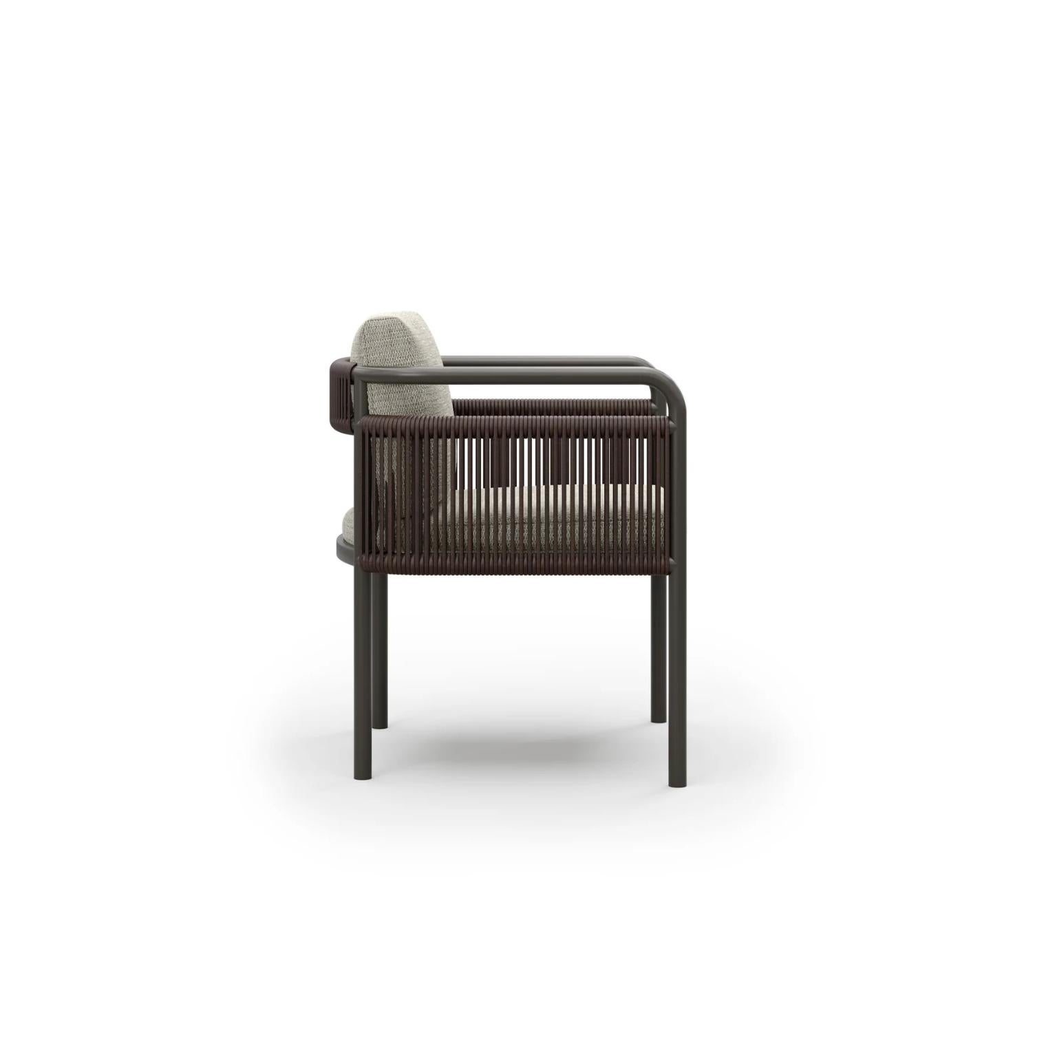 Chaise de salle à manger en osier, tissu et aluminium peint par SNOC en vente 1