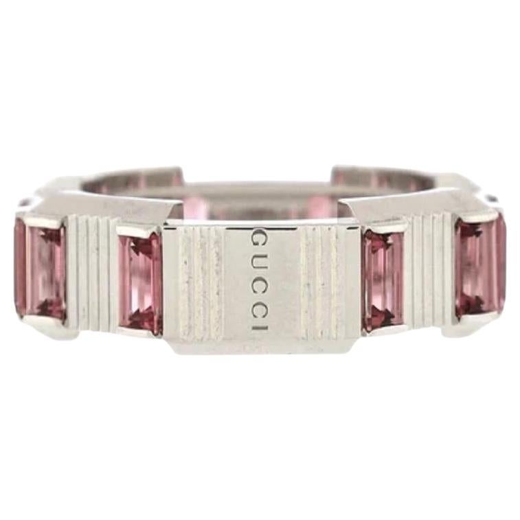 Link To Love Striped Ring 18K White Gold with Rubellite For Sale