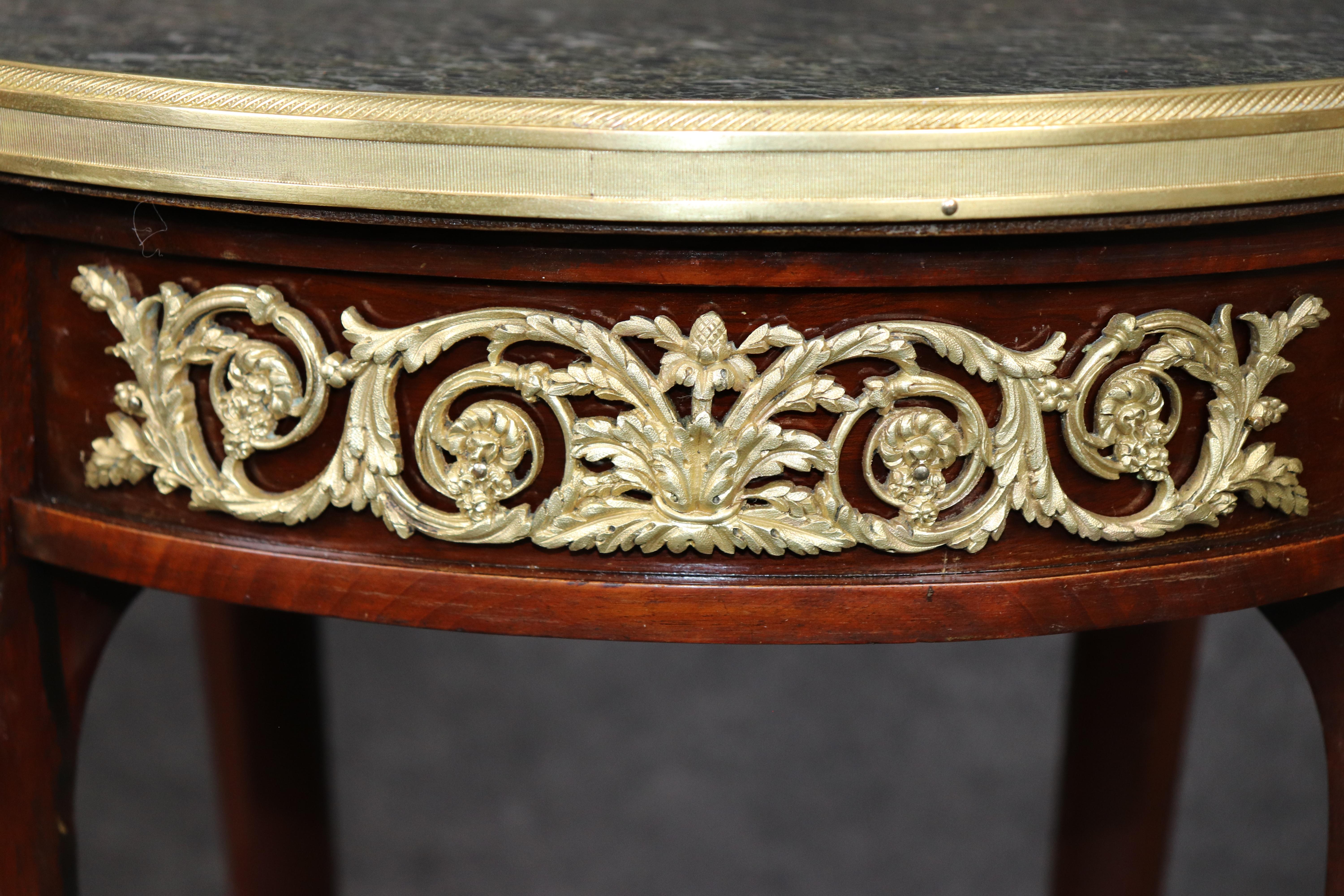 Linke Quality Bronze Mounted Verdi Marble Bronze Mounted End Table with Drawer For Sale 4
