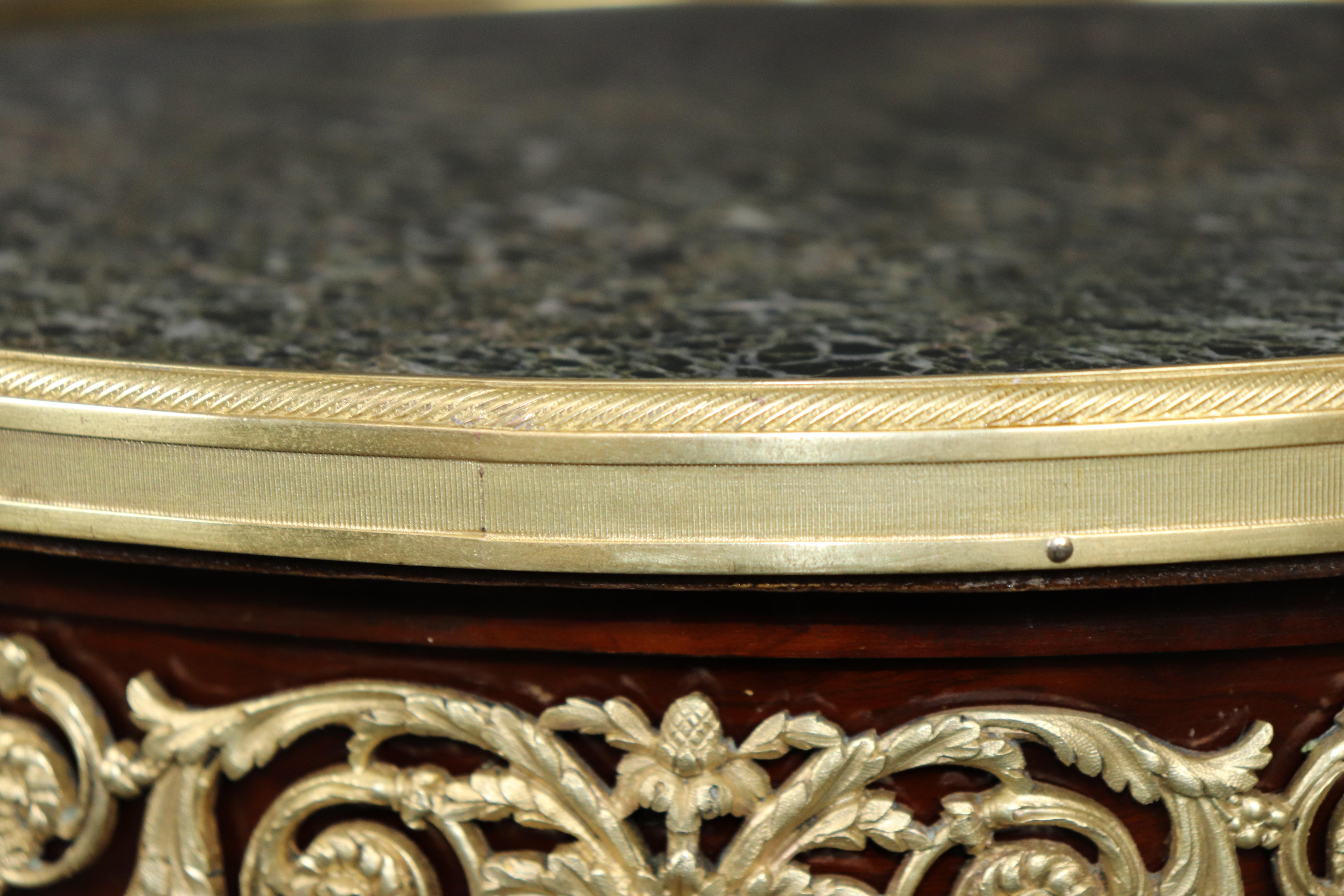 Linke Quality Bronze Mounted Verdi Marble Bronze Mounted End Table with Drawer For Sale 5