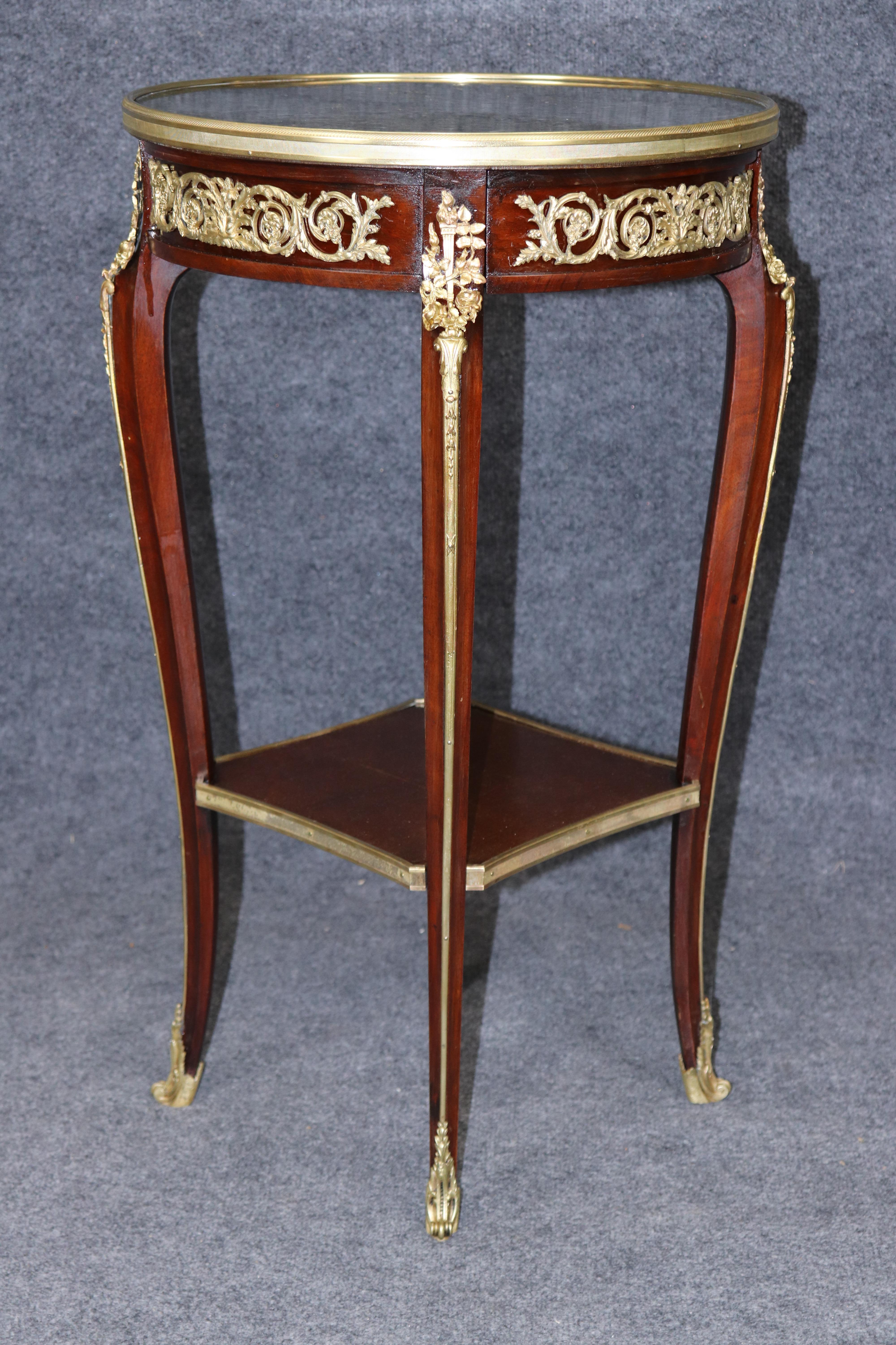 Linke Quality Bronze Mounted Verdi Marble Bronze Mounted End Table with Drawer In Good Condition For Sale In Swedesboro, NJ