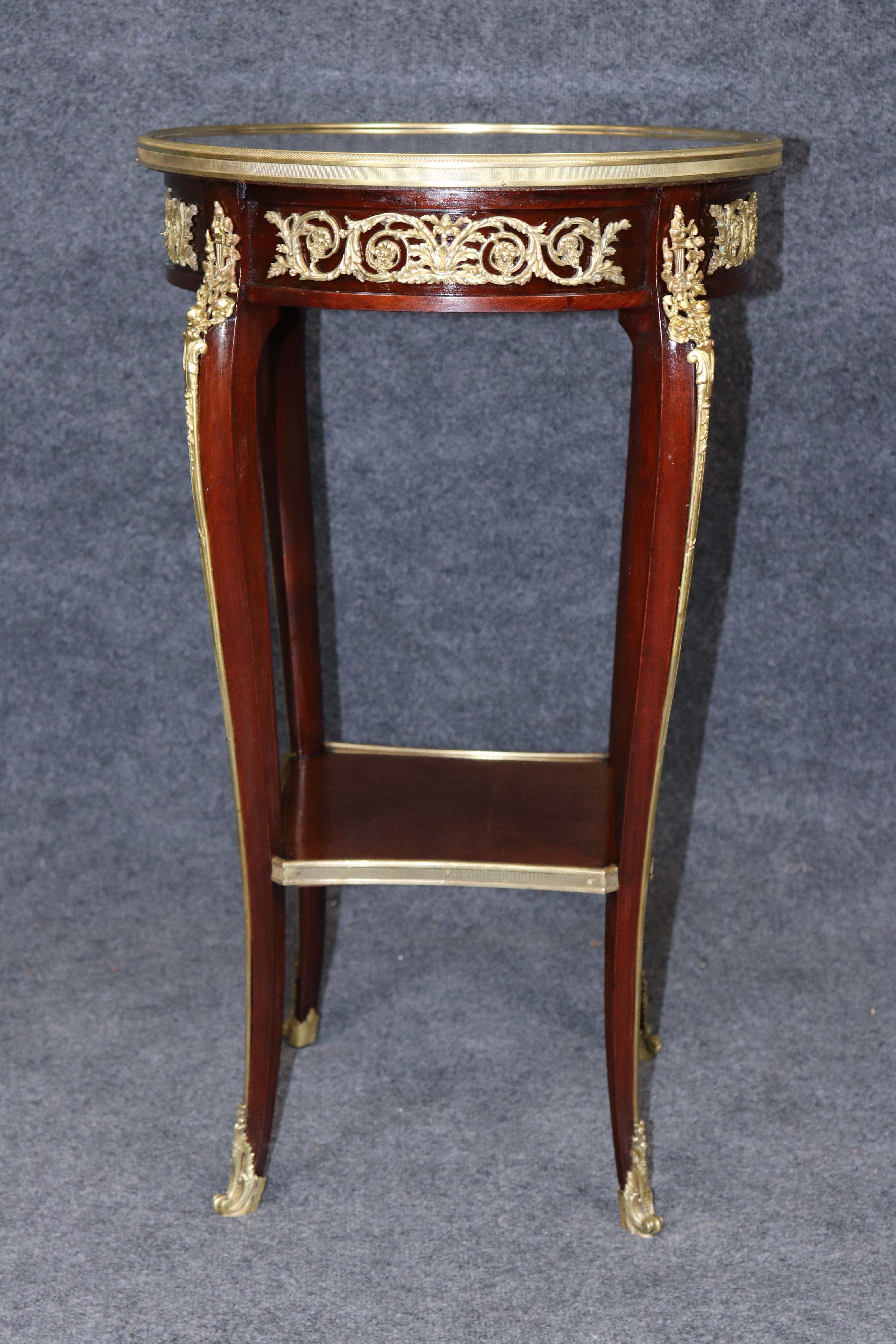 Mid-20th Century Linke Quality Bronze Mounted Verdi Marble Bronze Mounted End Table with Drawer For Sale