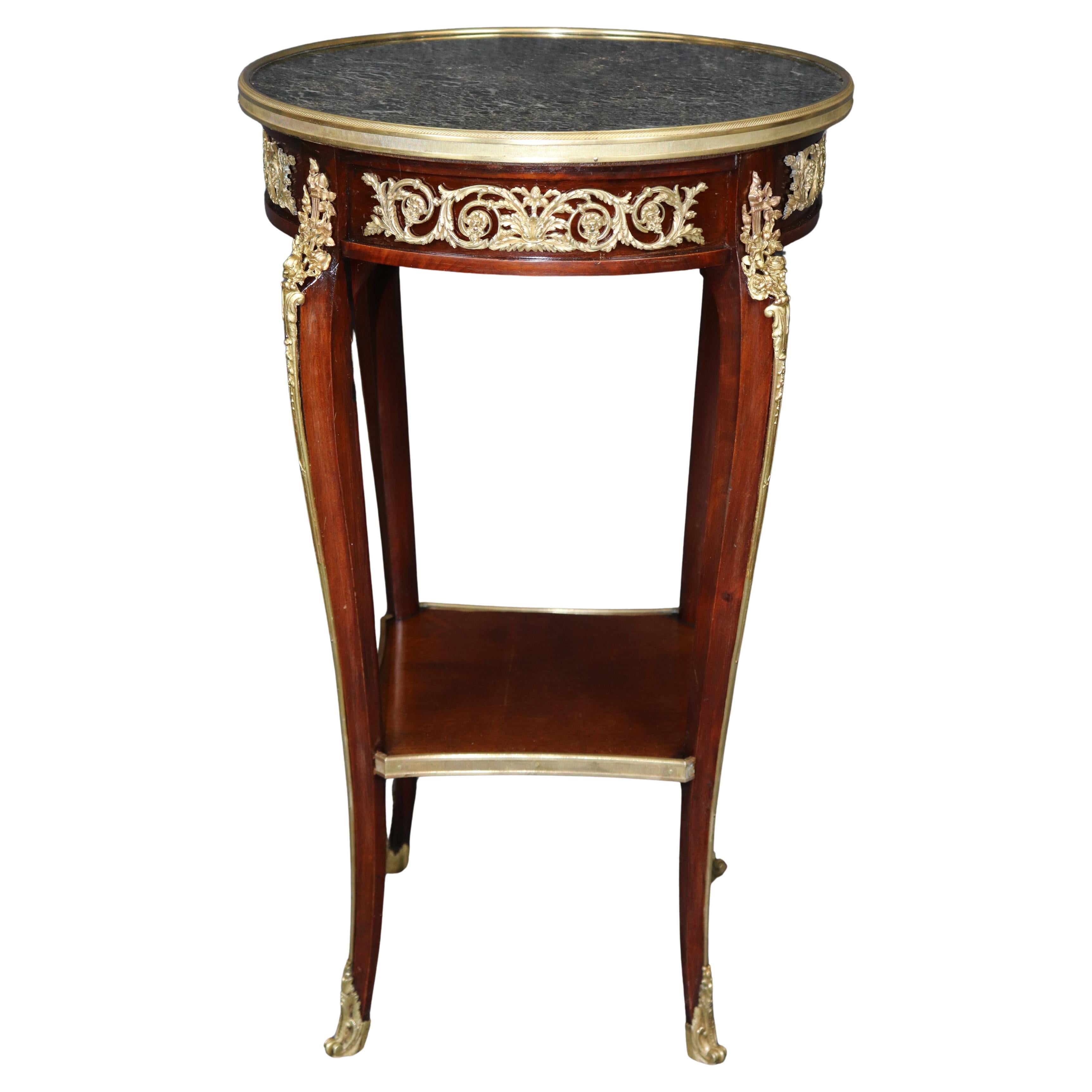 Linke Quality Bronze Mounted Verdi Marble Bronze Mounted End Table with Drawer