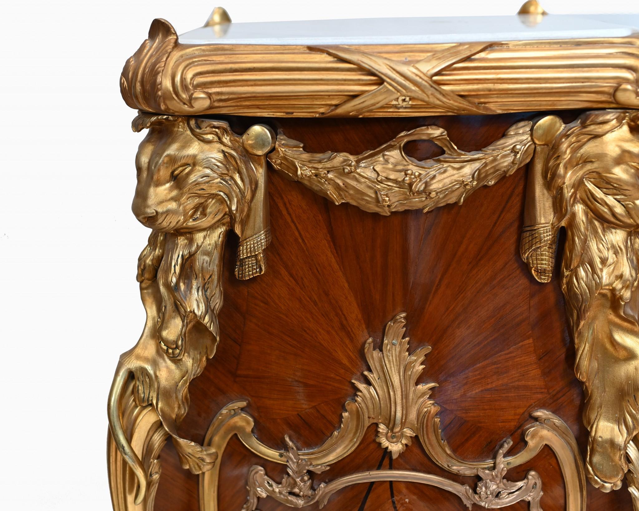 Linke Style Pedestal Stands French Empire Tall Tables Inlay Gilt In Good Condition For Sale In Potters Bar, GB