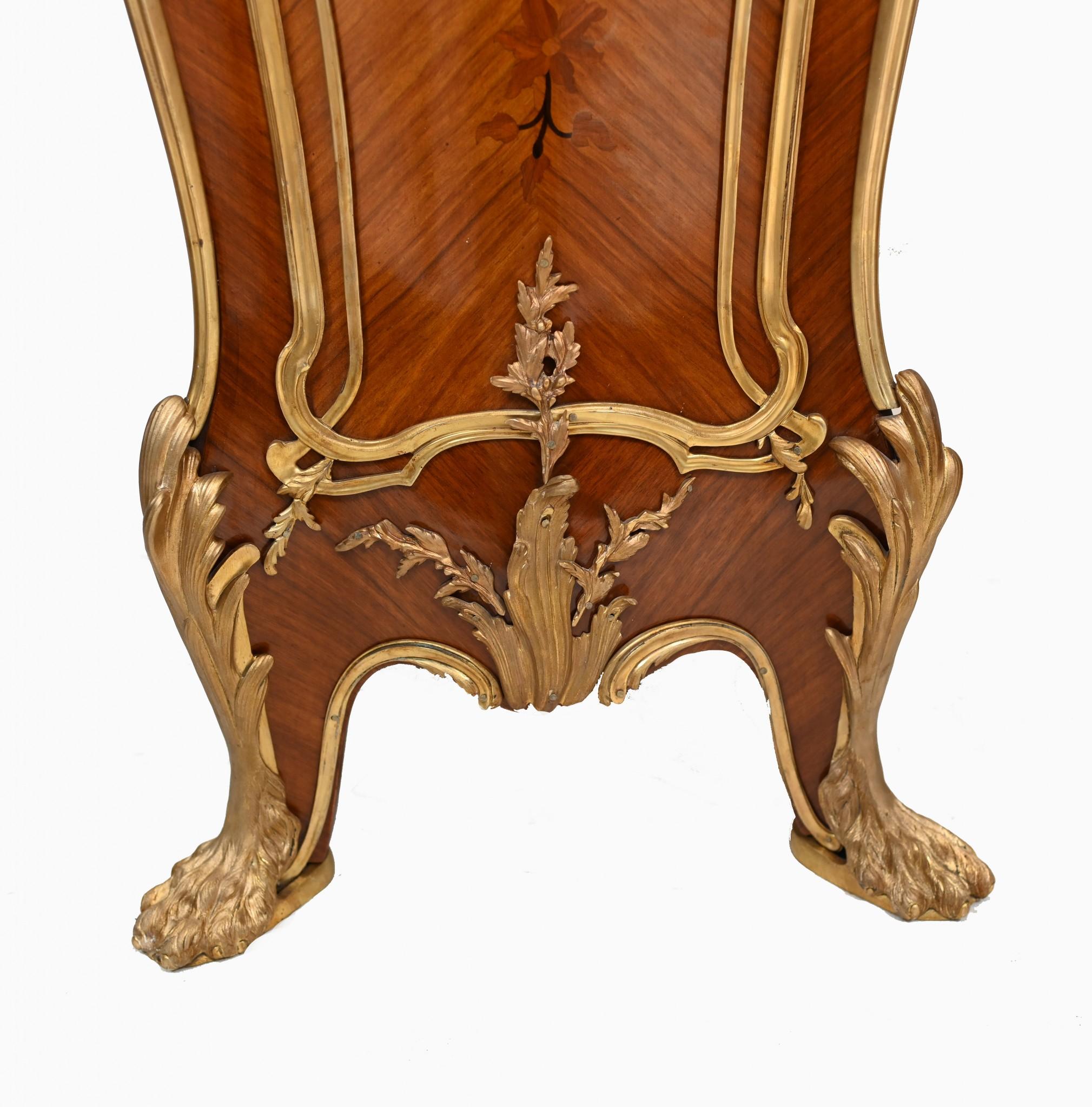 Linke Style Pedestal Stands French Empire Tall Tables Inlay Gilt For Sale 2