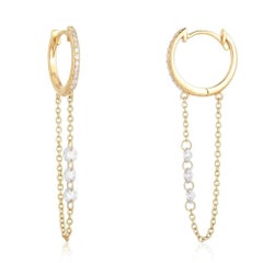Gegliederte Kette 14K Gelbgold Diamantene Huggie Ohrringe